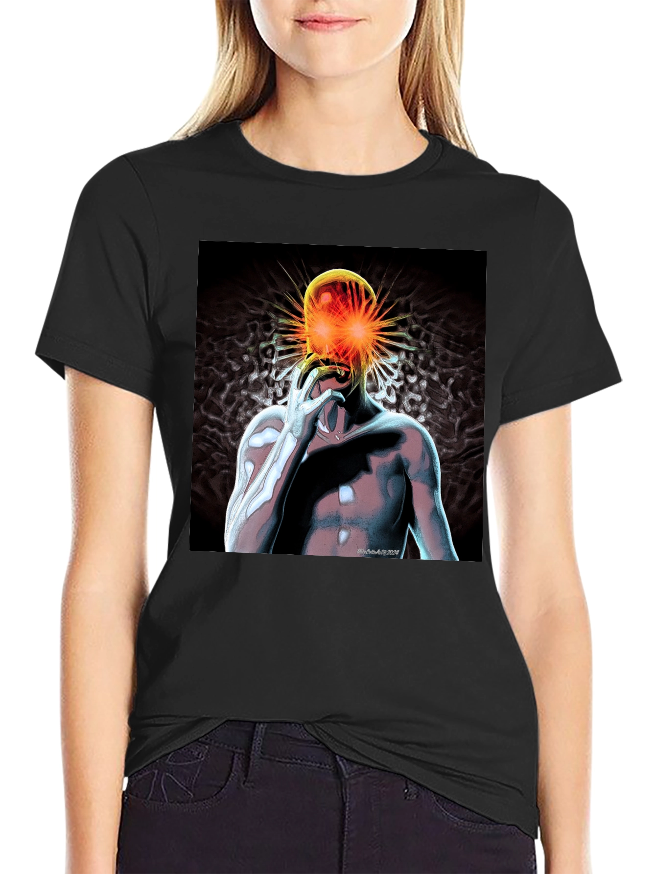 Black T-Shirt with Graphic Print