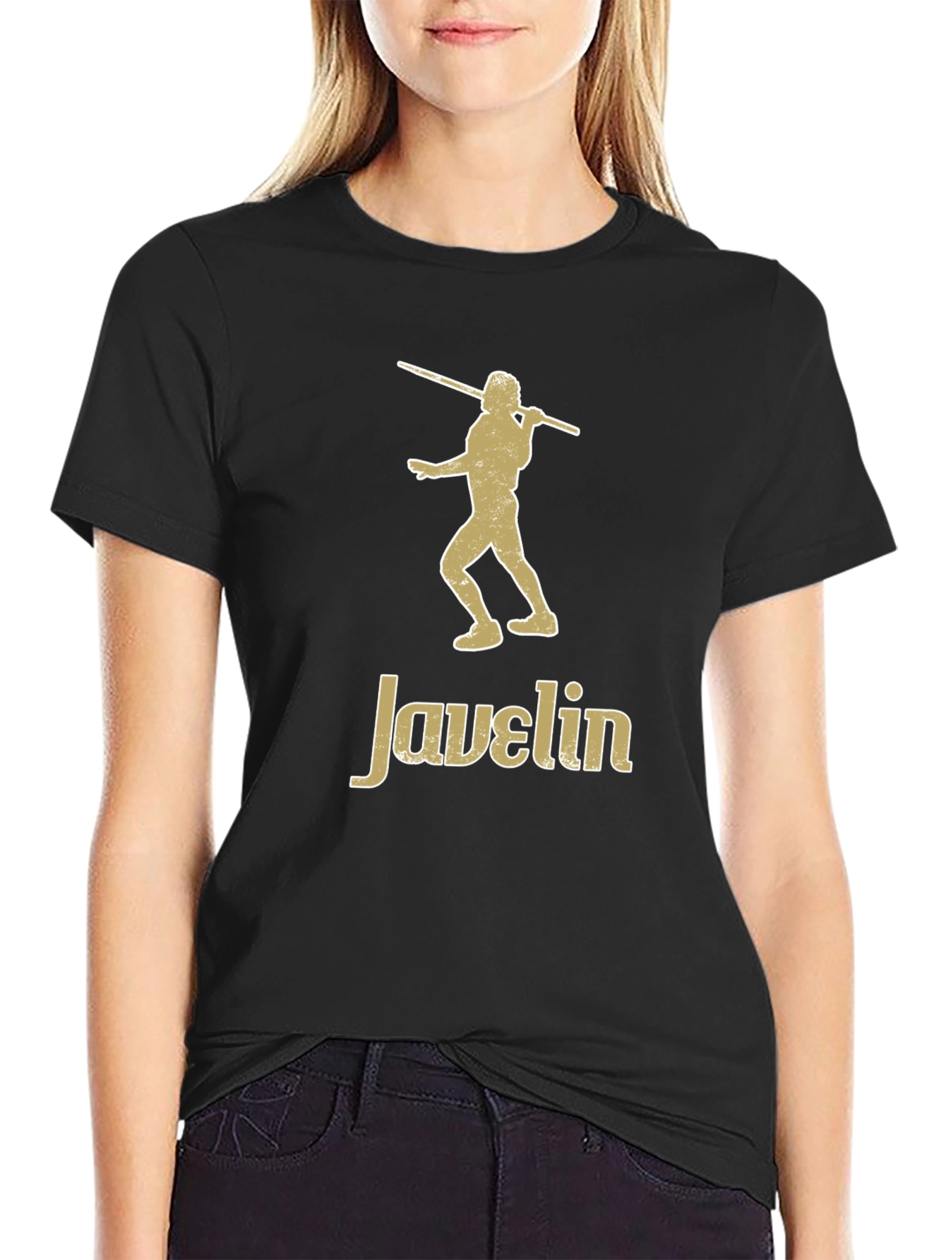 Javelin Thrower Graphic Tee - Black Cotton T-Shirt