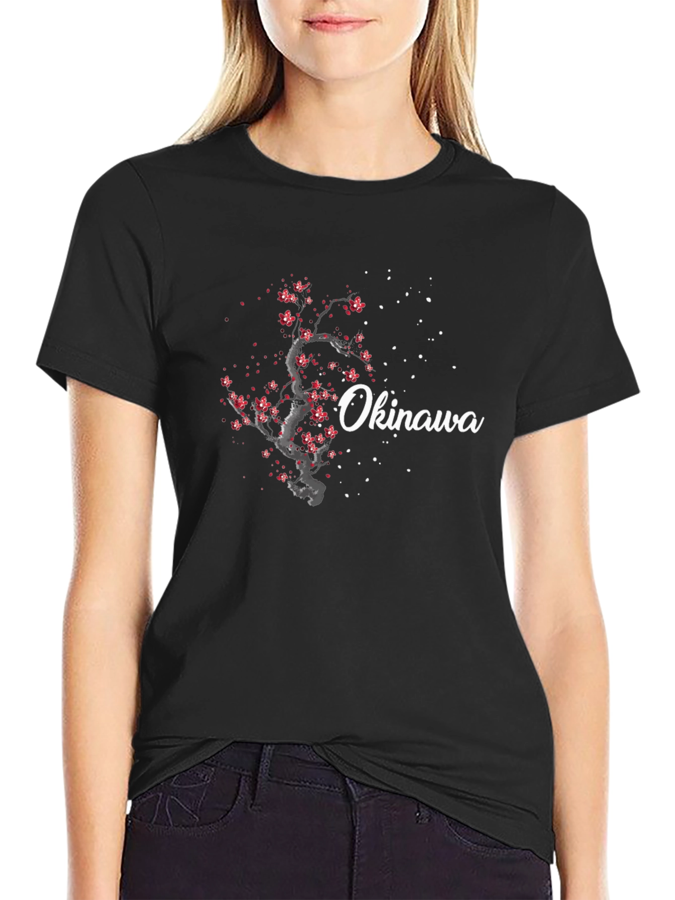 Okinawa Cherry Blossom Graphic Tee - Stylish & Unique