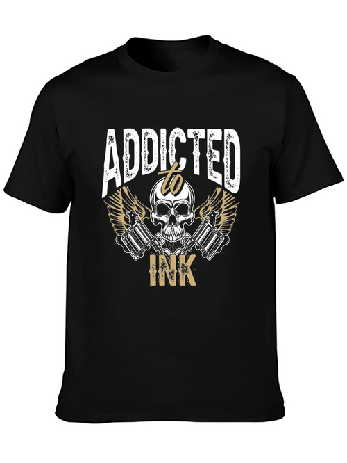 Addicted to Ink Tattoo Skull Graphic Tee