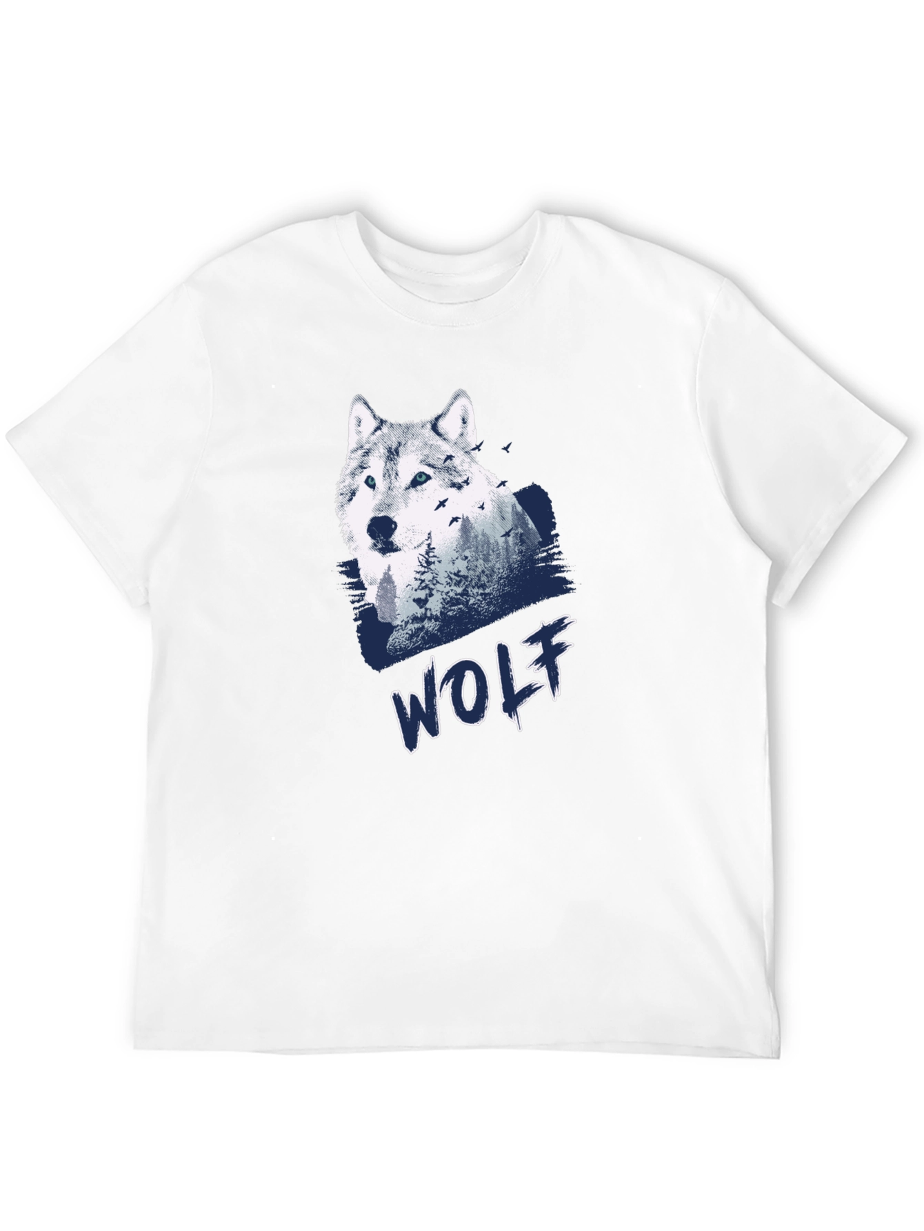 Wolf Graphic Print Black T-Shirt for Men