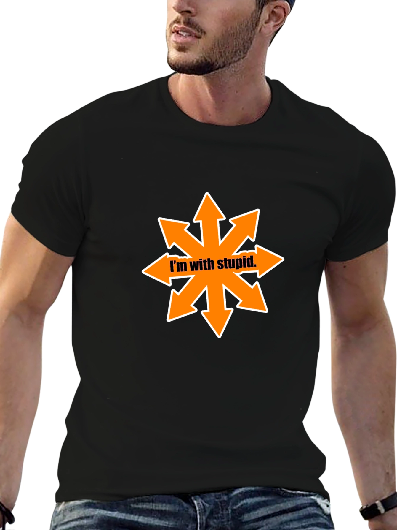 Im With Stupid Chaos Star Black T-Shirt