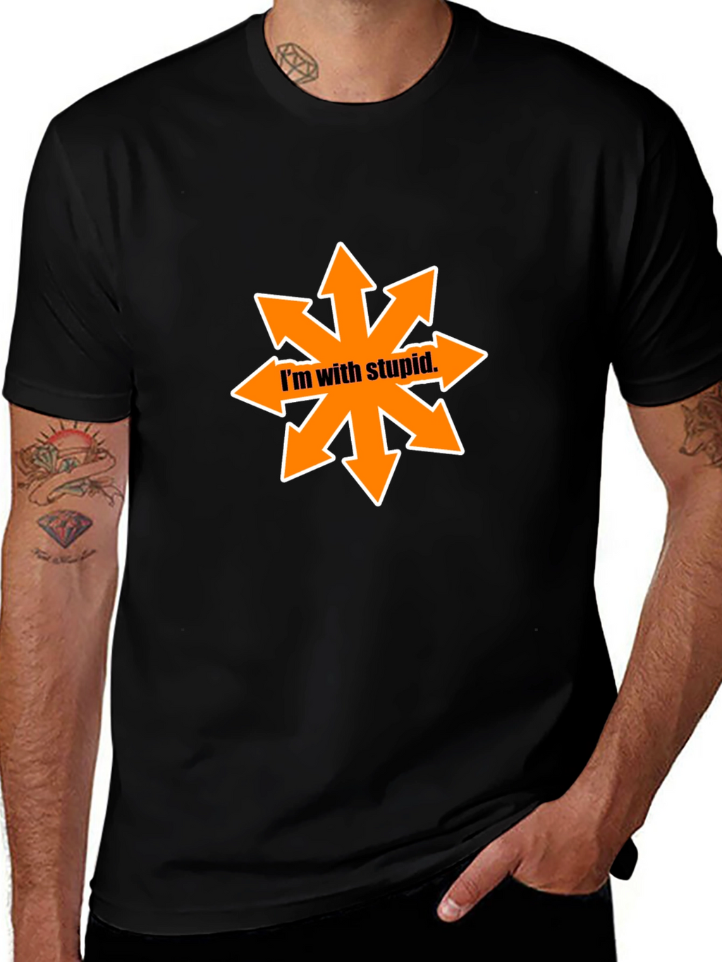 Im With Stupid Chaos Star Black T-Shirt