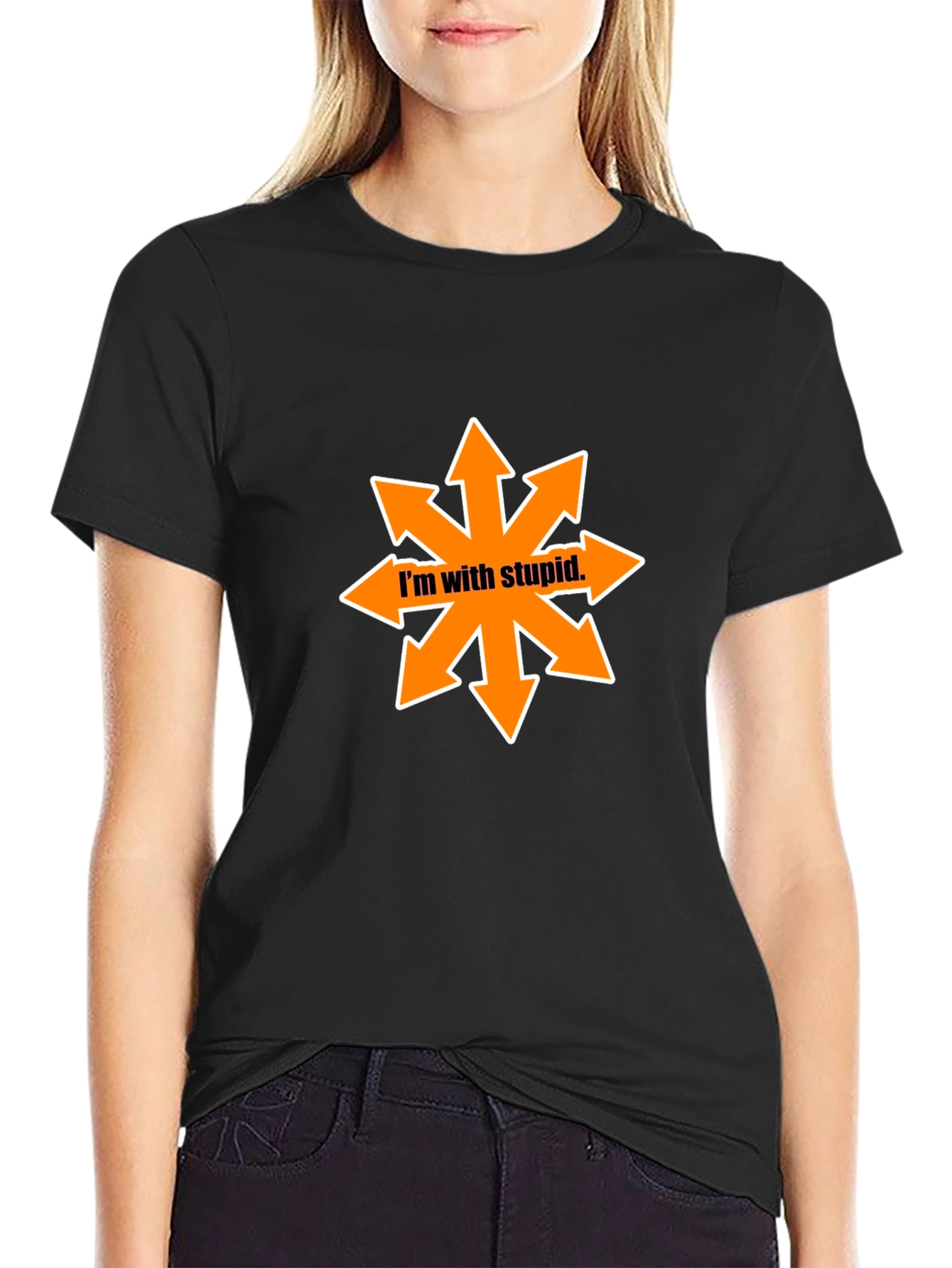 Im With Stupid Chaos Star Black T-Shirt