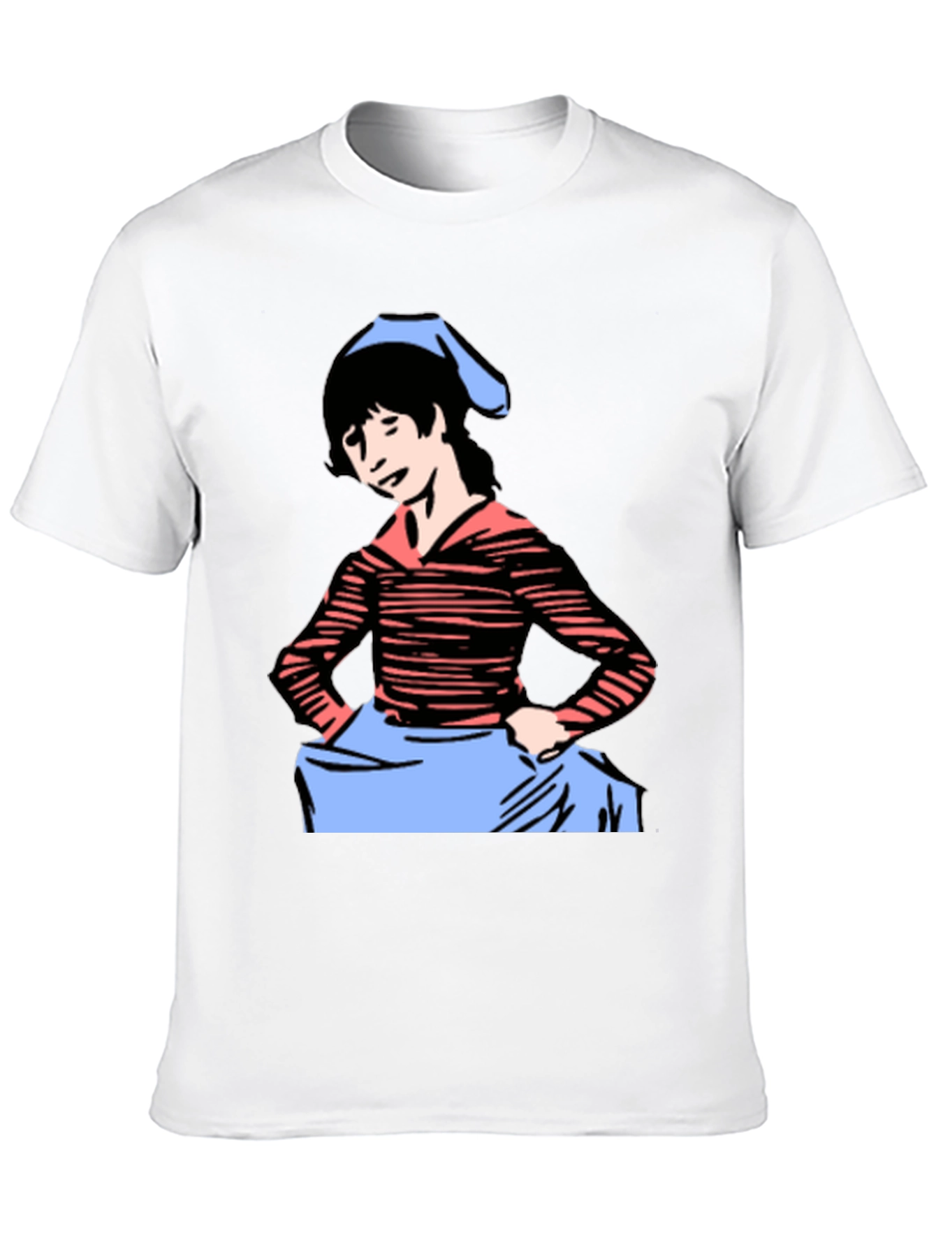 Cartoon Girl Graphic Tee - Black Casual T-Shirt