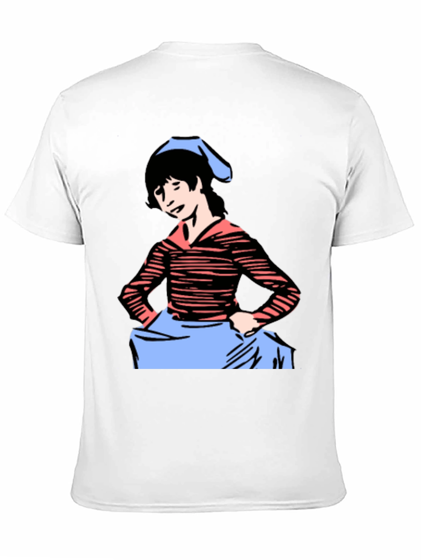 Cartoon Girl Graphic Tee - Black Casual T-Shirt