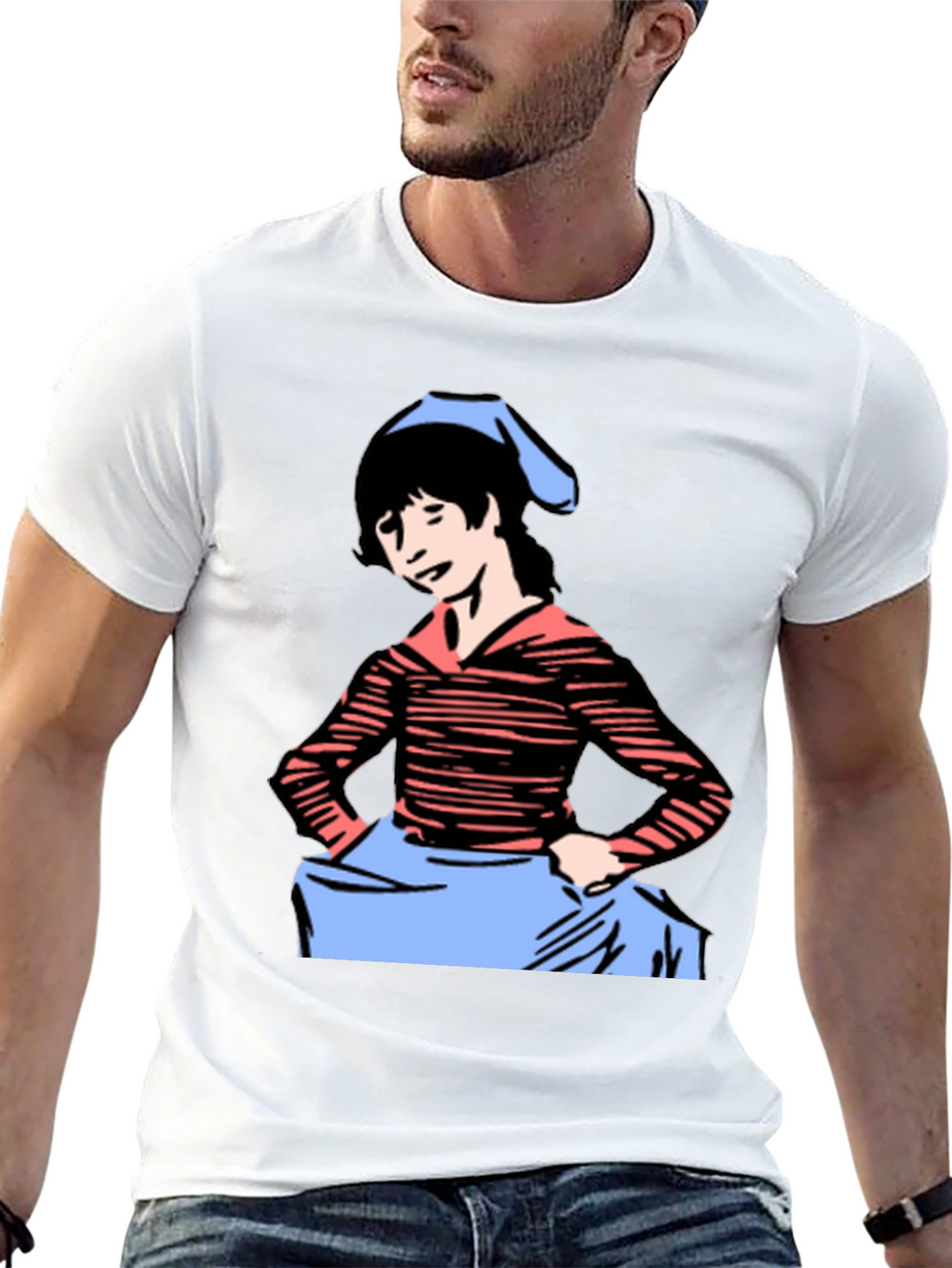 Cartoon Girl Graphic Tee - Black Casual T-Shirt