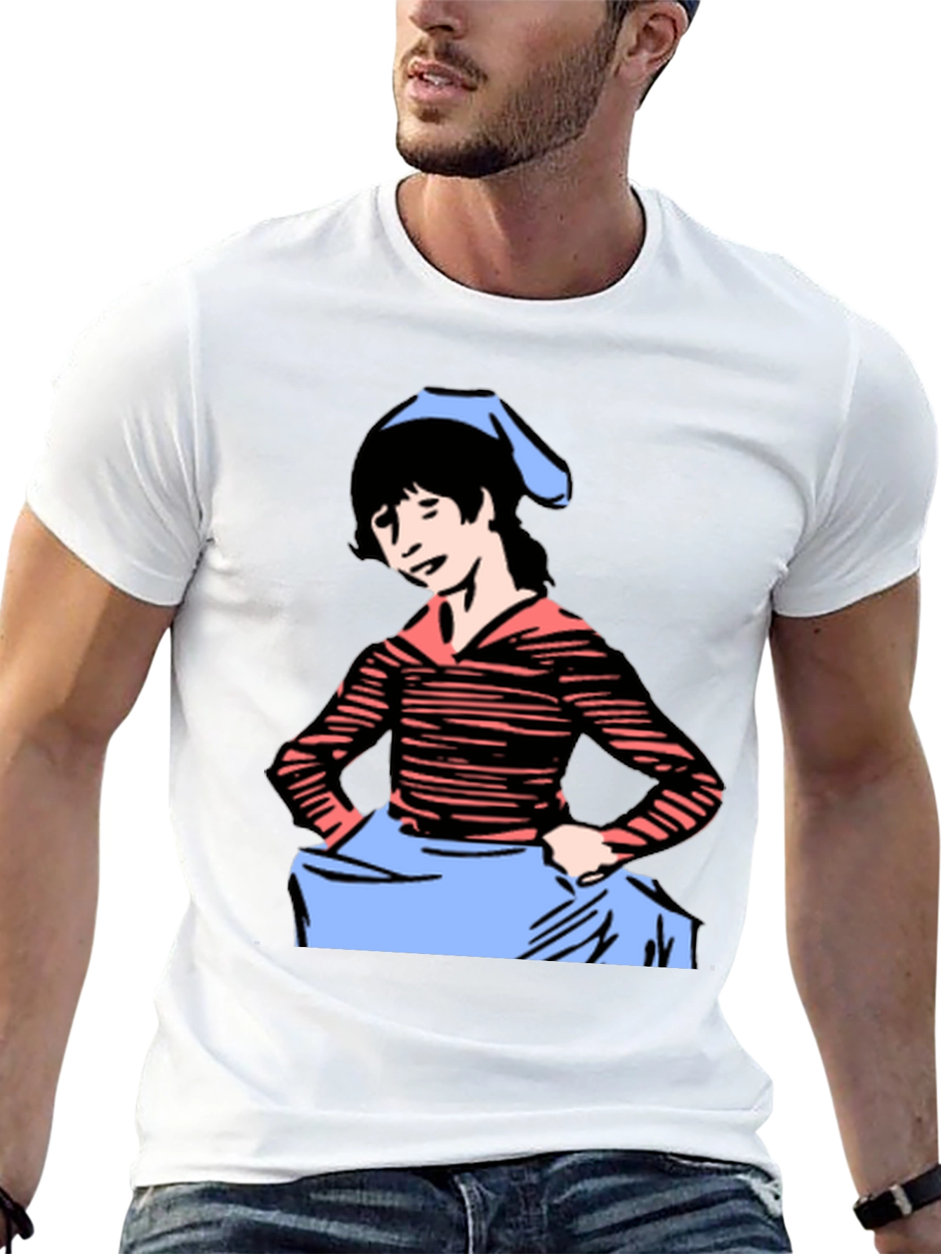 Cartoon Girl Graphic Tee - Black Casual T-Shirt