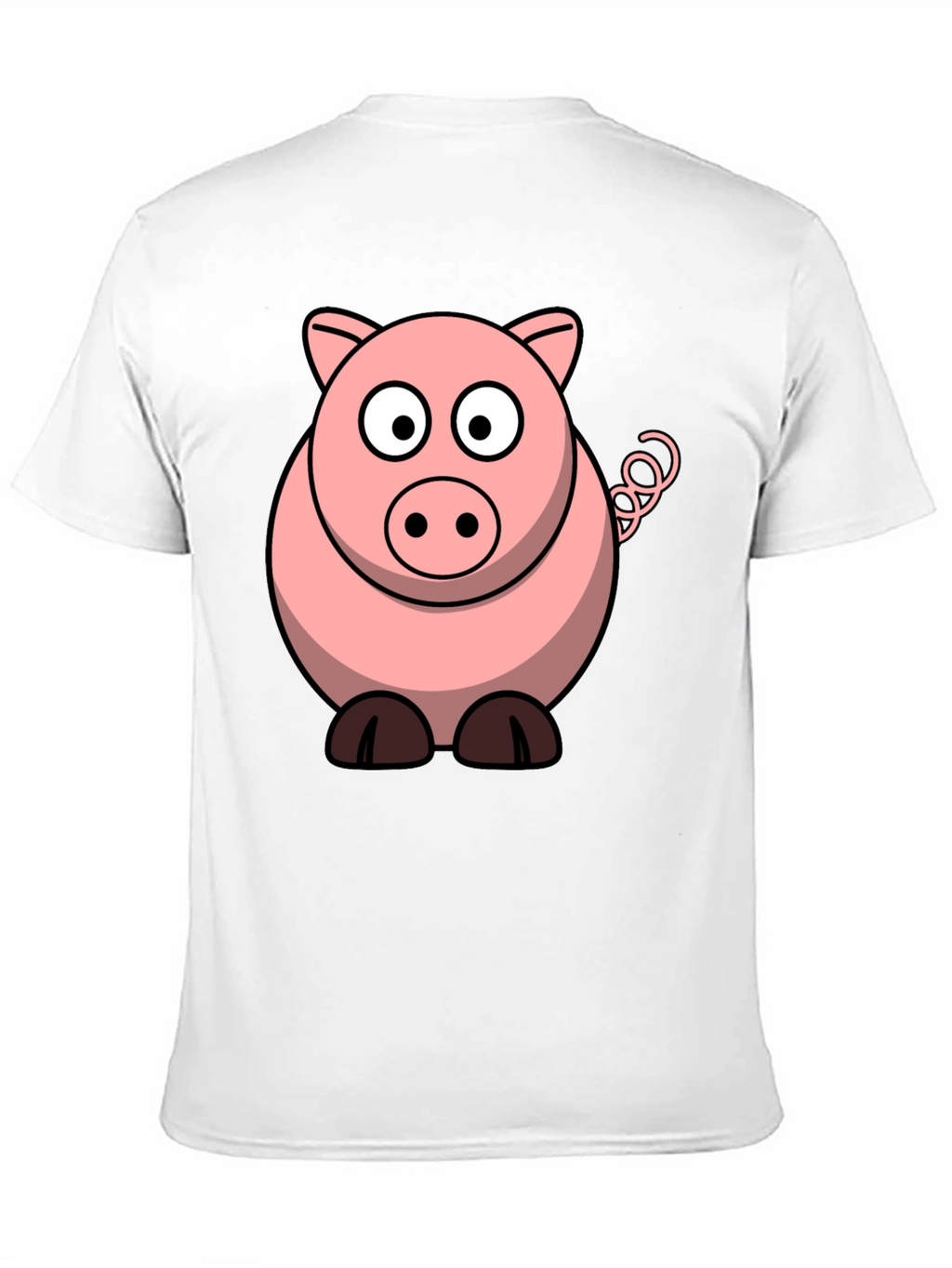 Cartoon Pig Graphic Tee - Black Cotton T-Shirt