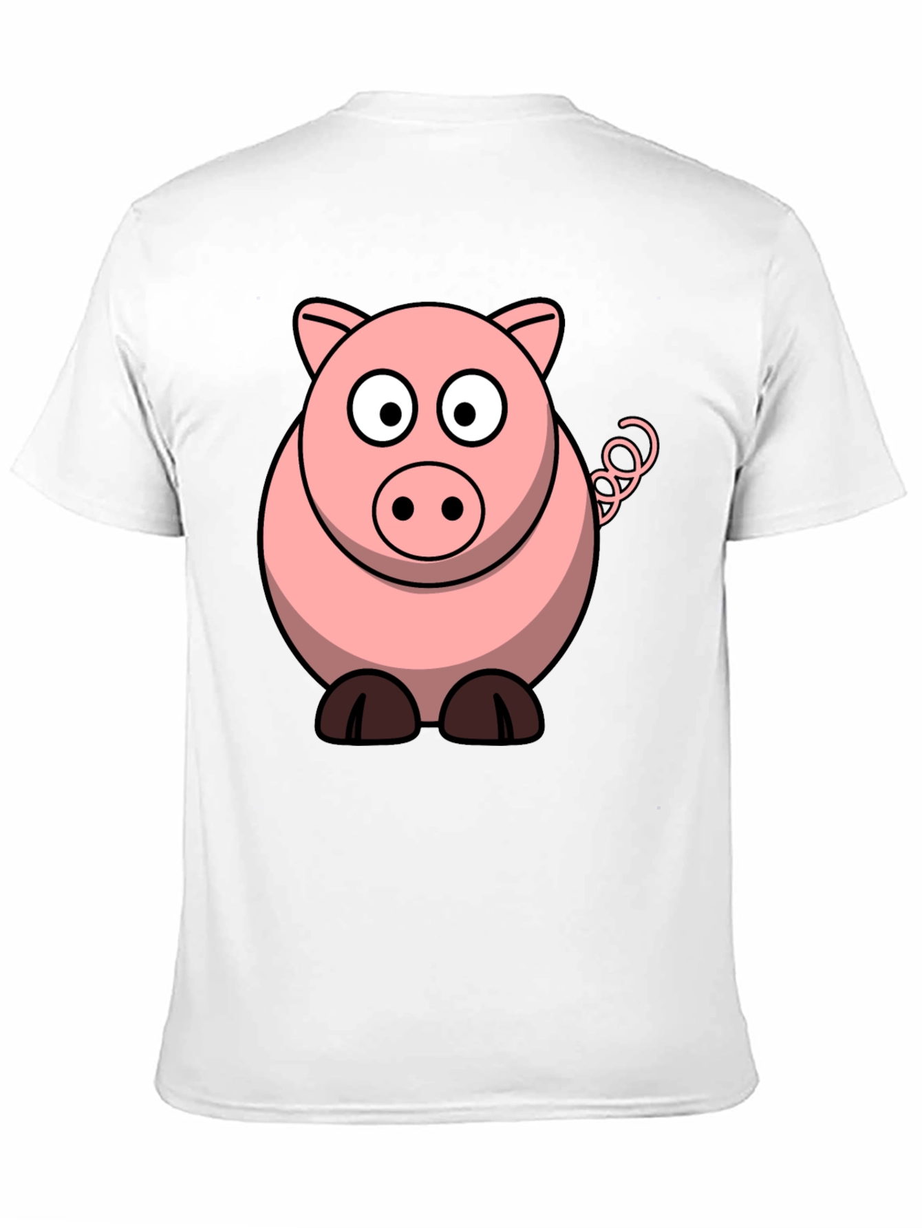 Cartoon Pig Graphic Tee - Black Cotton T-Shirt