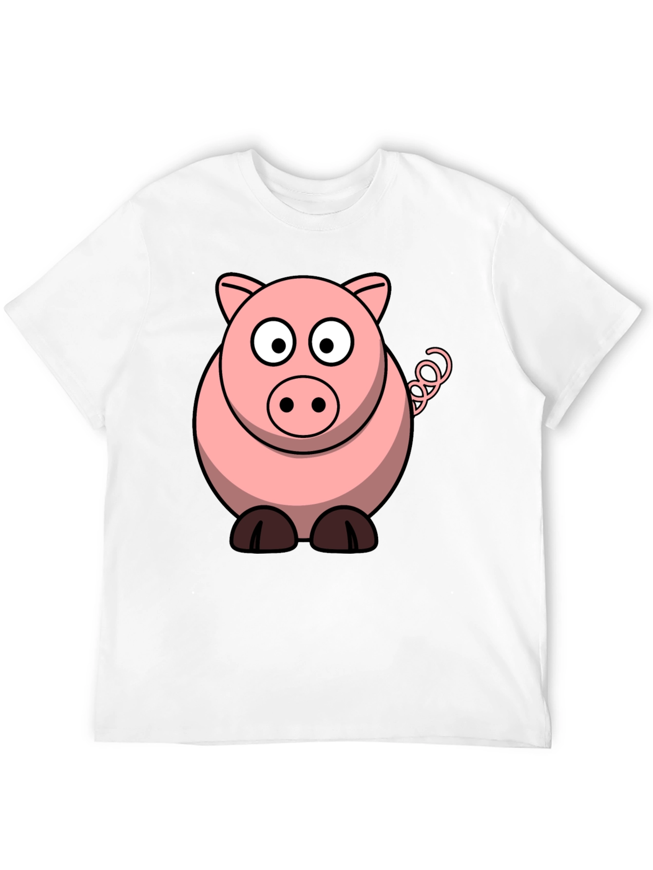 Cartoon Pig Graphic Tee - Black Cotton T-Shirt
