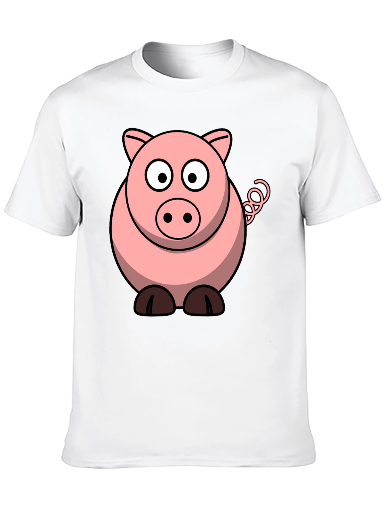 Cartoon Pig Graphic Tee - Black Cotton T-Shirt