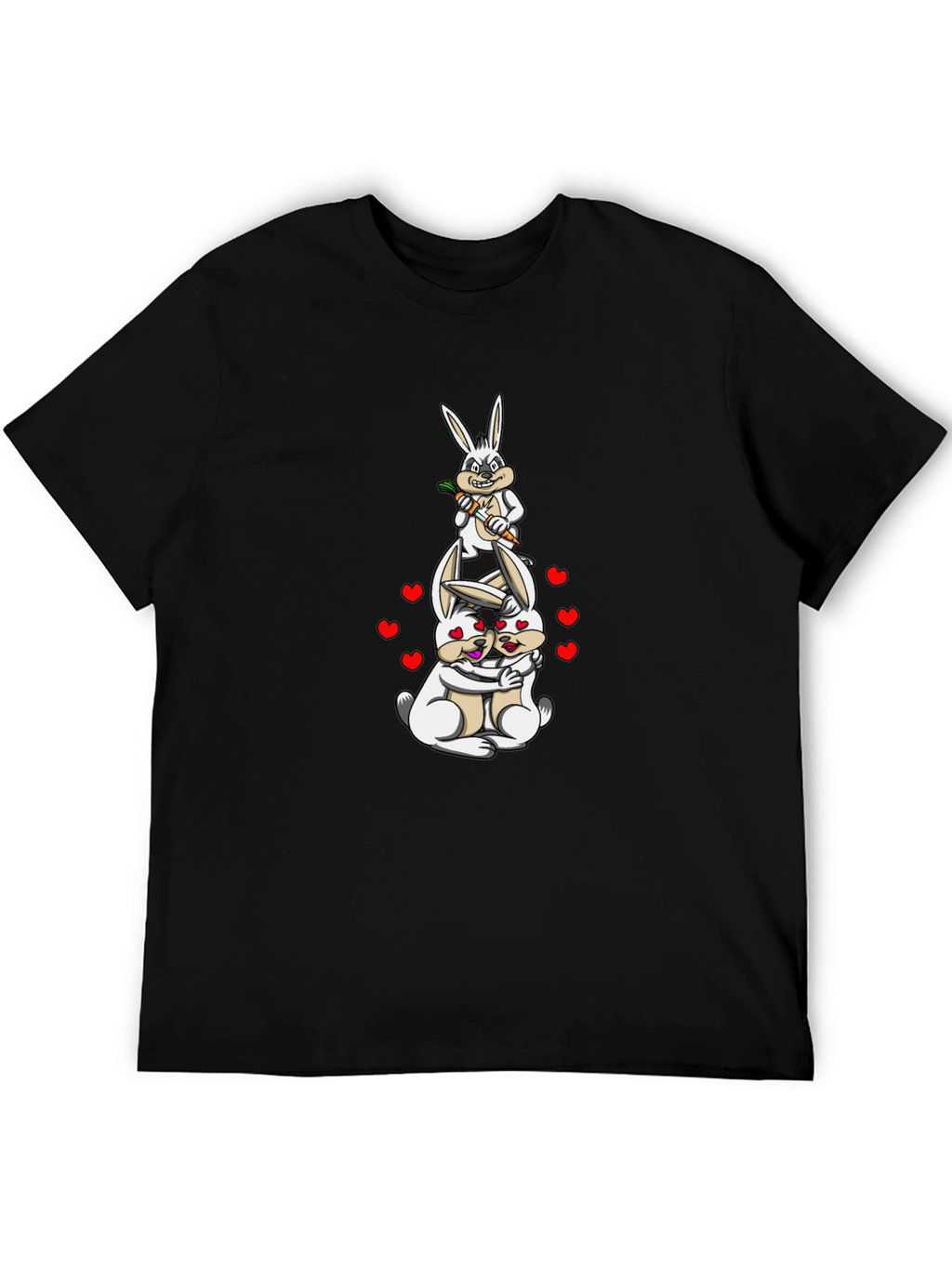 Black Tee with Bunny Love Design