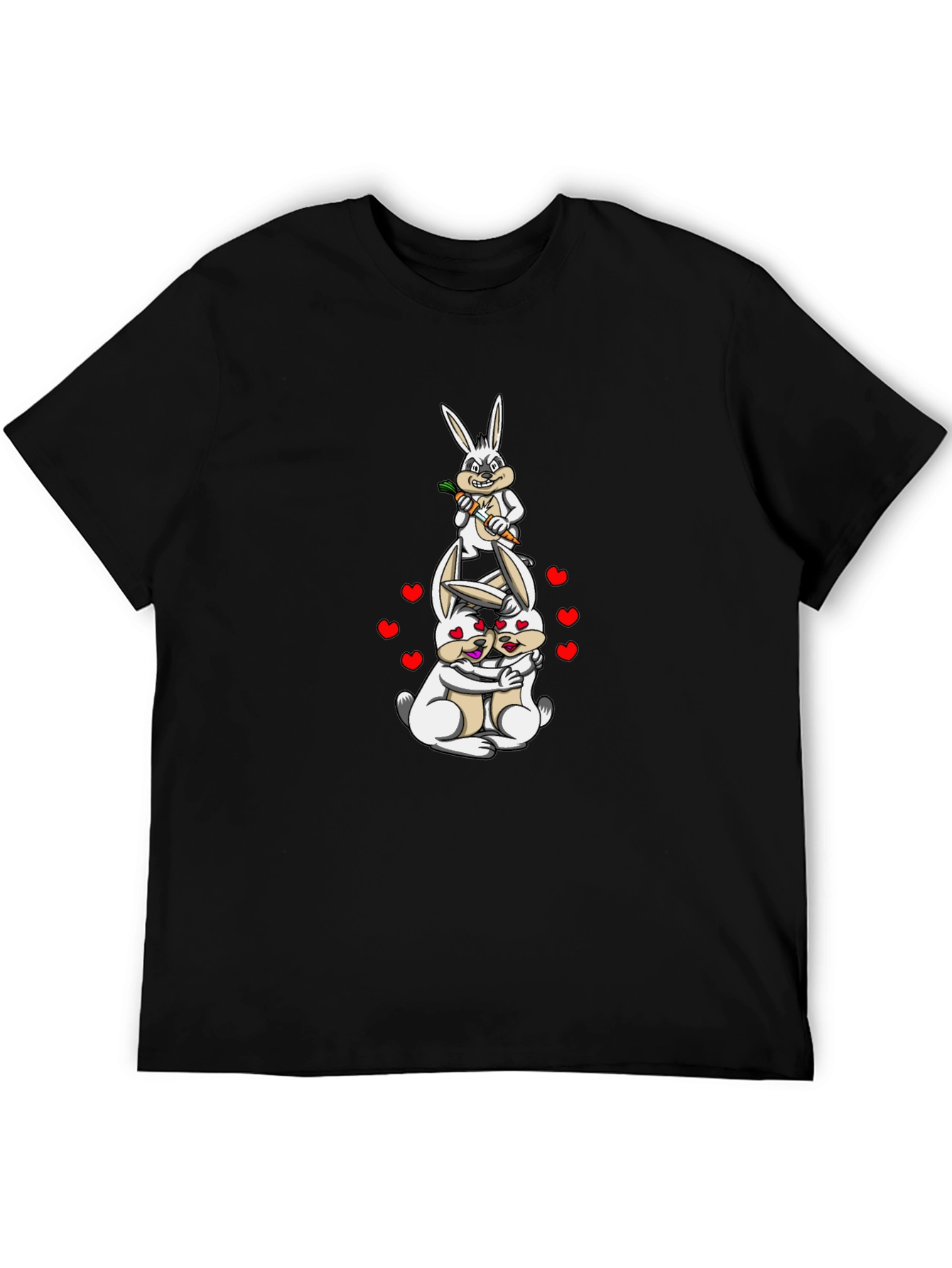 Black Tee with Bunny Love Design