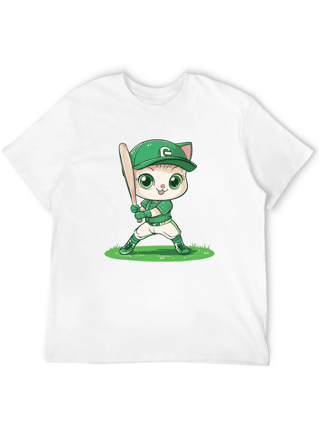 Cat Baseball Player Graphic Tee