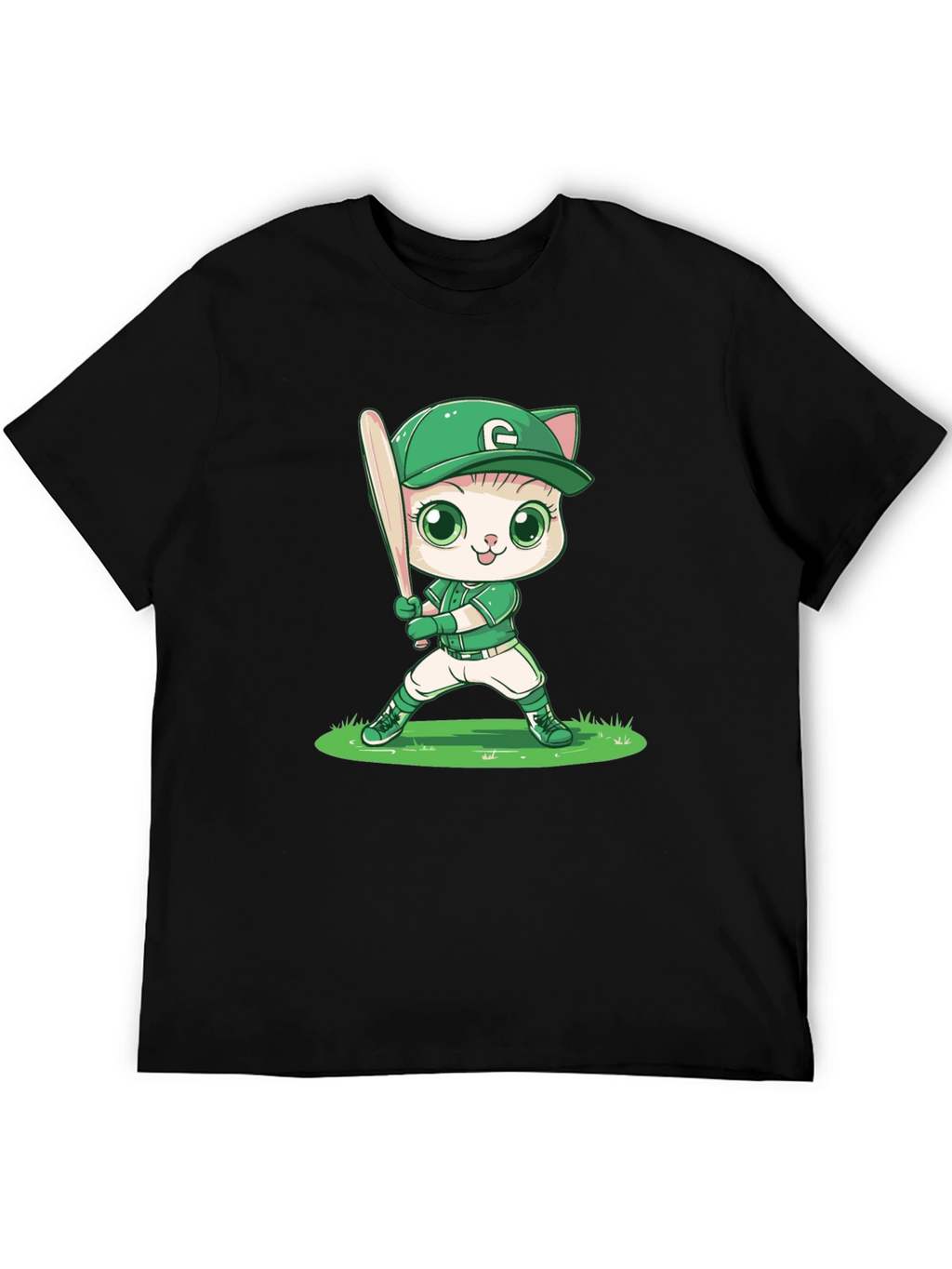 Cat Baseball Player Graphic Tee