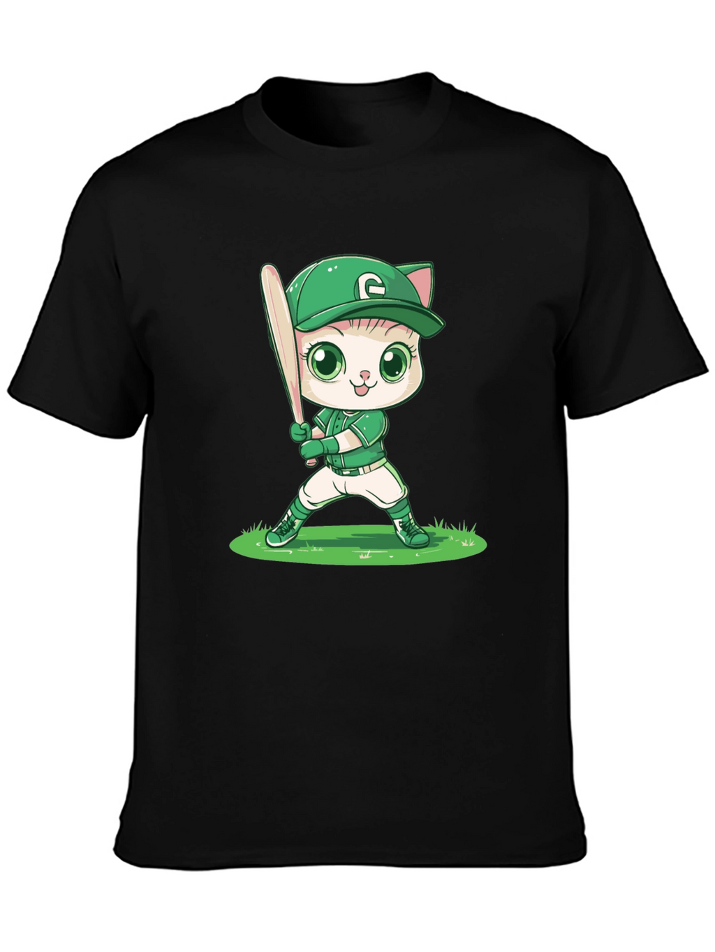 Cat Baseball Player Graphic Tee