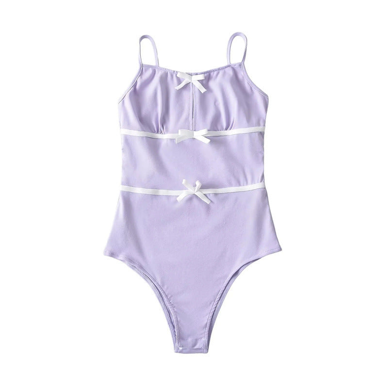 Bow embellished suspender jumpsuit