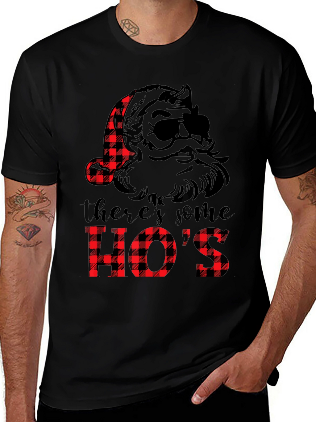Santa Hos Christmas T-Shirt - Black