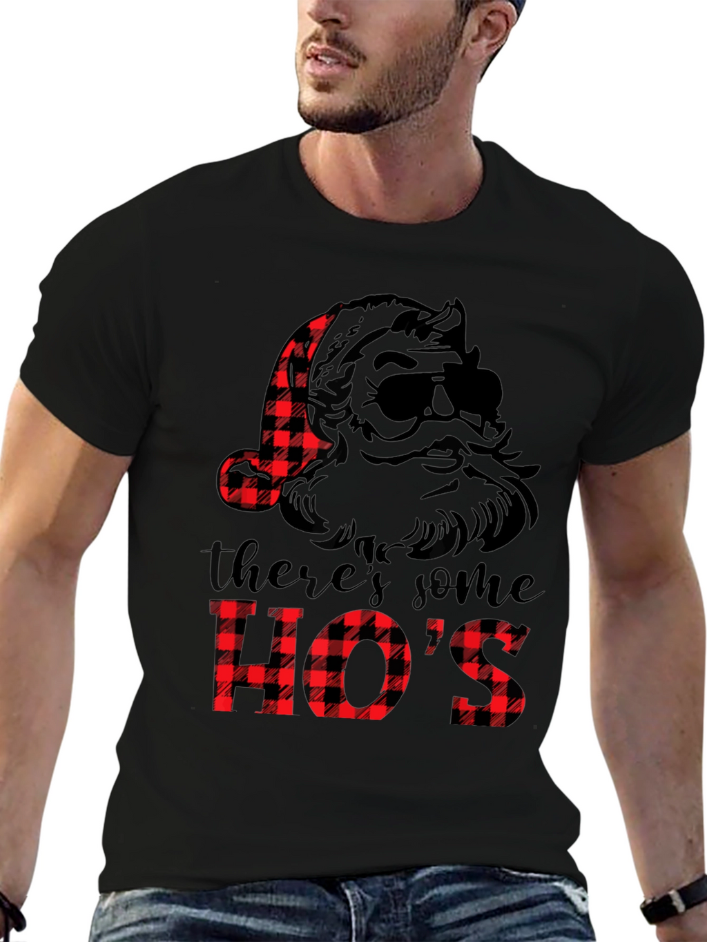 Santa Hos Christmas T-Shirt - Black