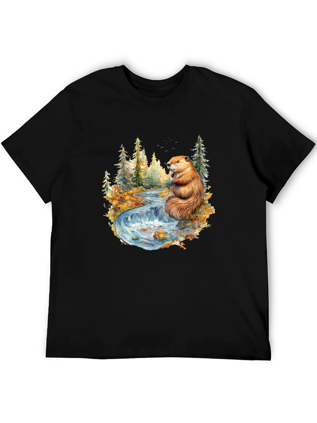Beaver Nature Scene Graphic Tee - Black