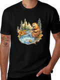 Beaver Nature Scene Graphic Tee - Black