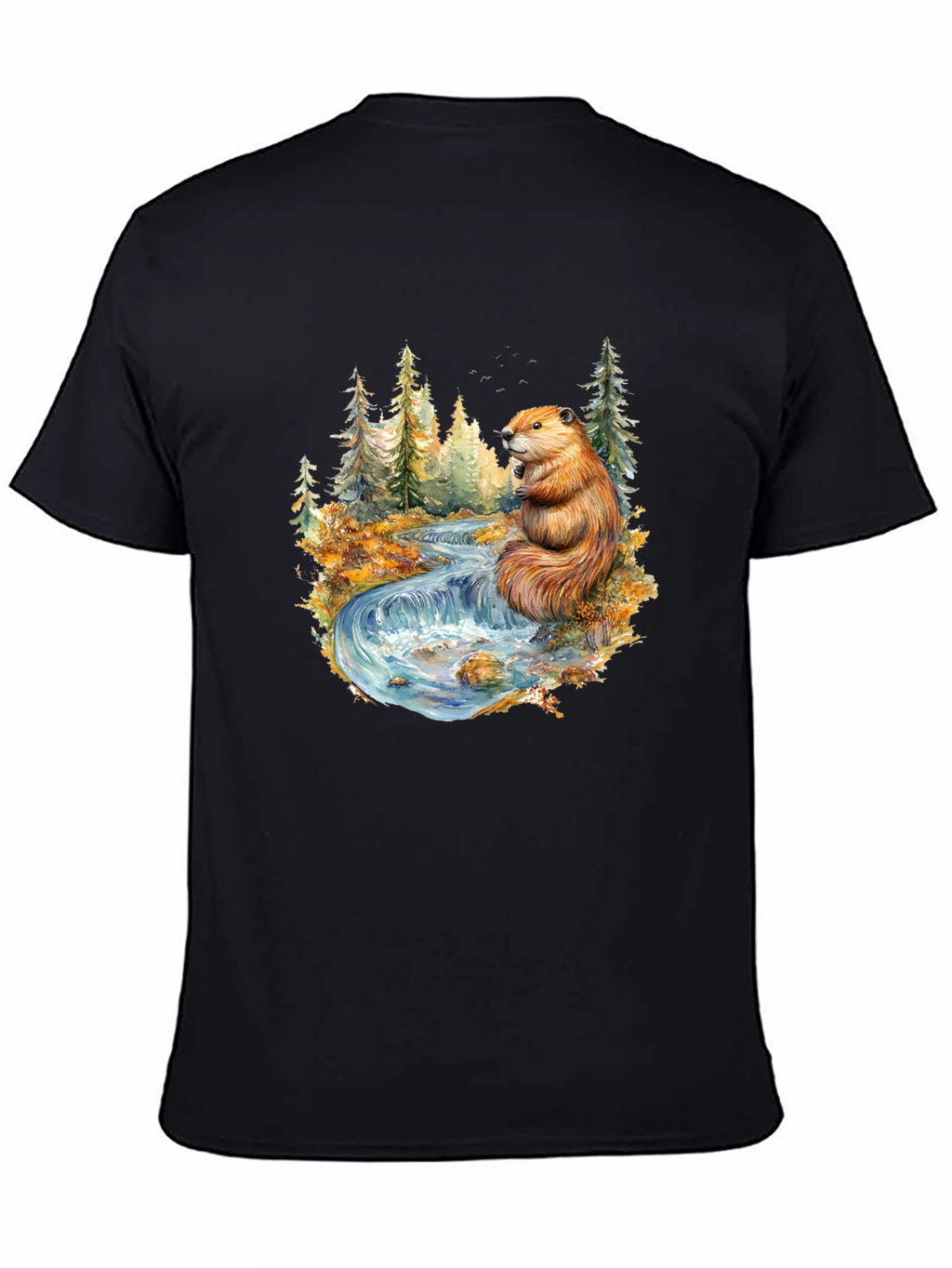 Beaver Nature Scene Graphic Tee - Black