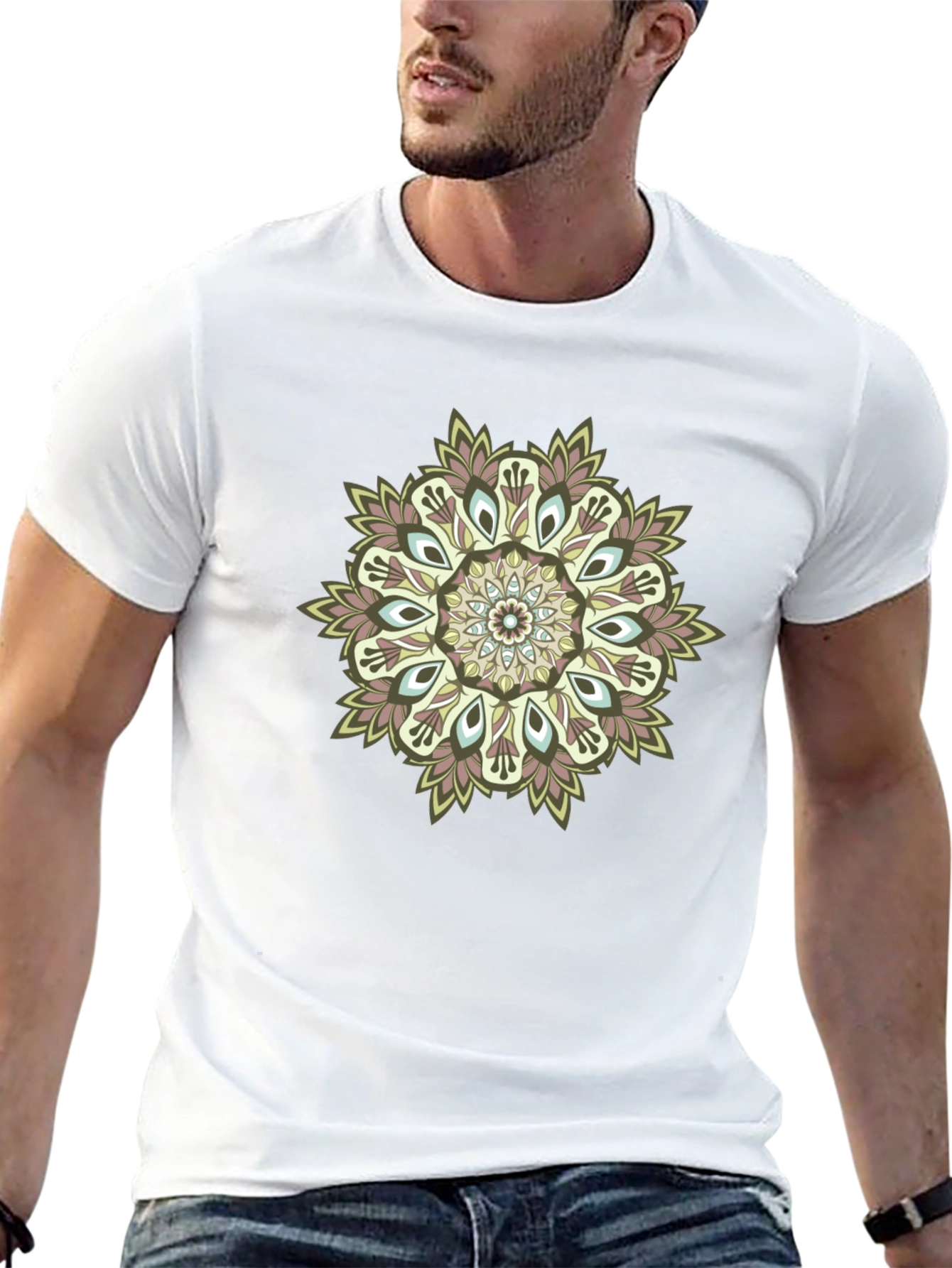 Mandala Print Black T-Shirt