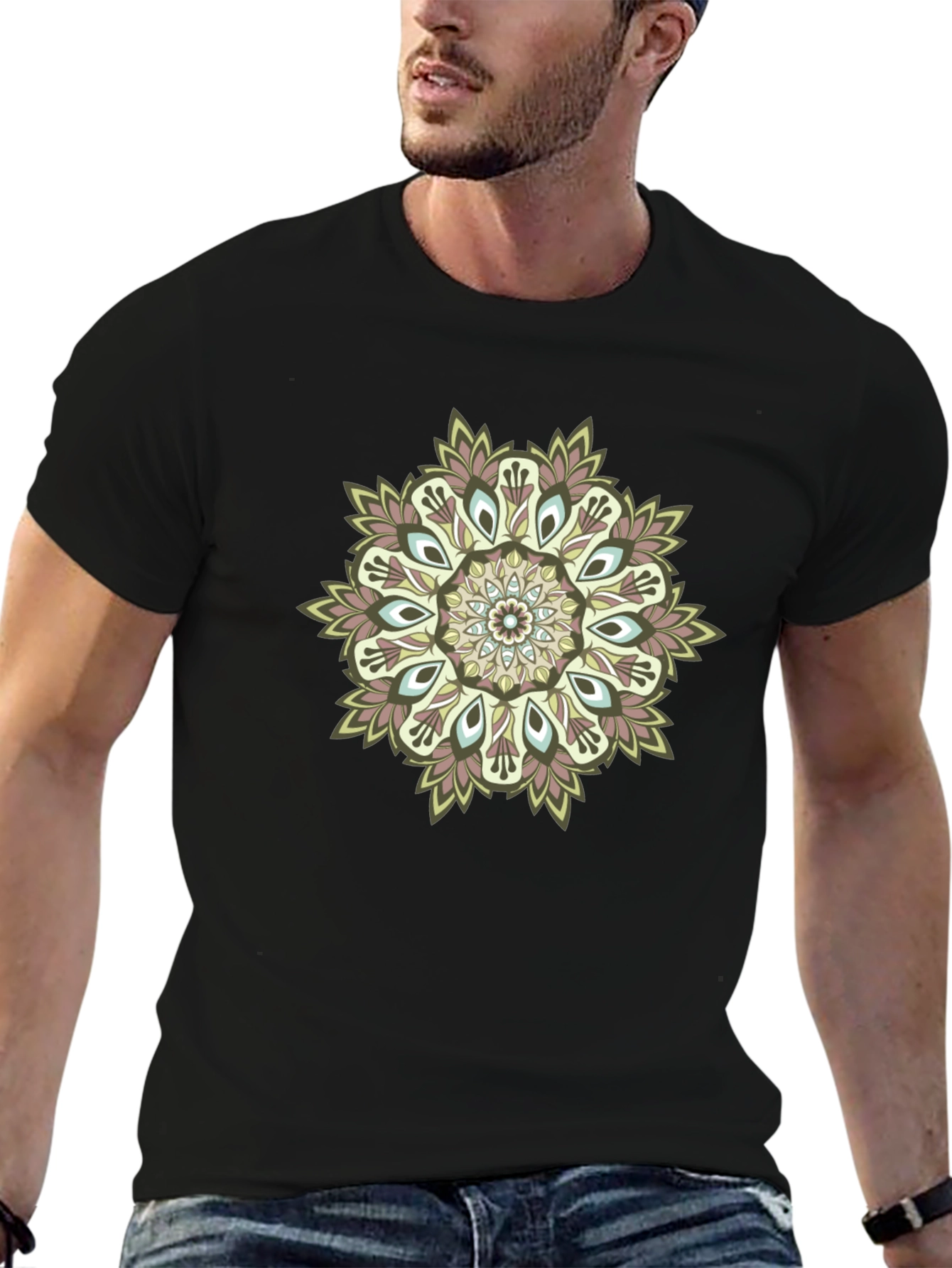 Mandala Print Black T-Shirt