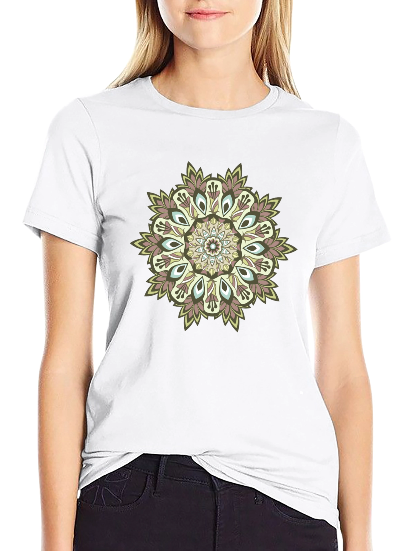 Mandala Print Black T-Shirt