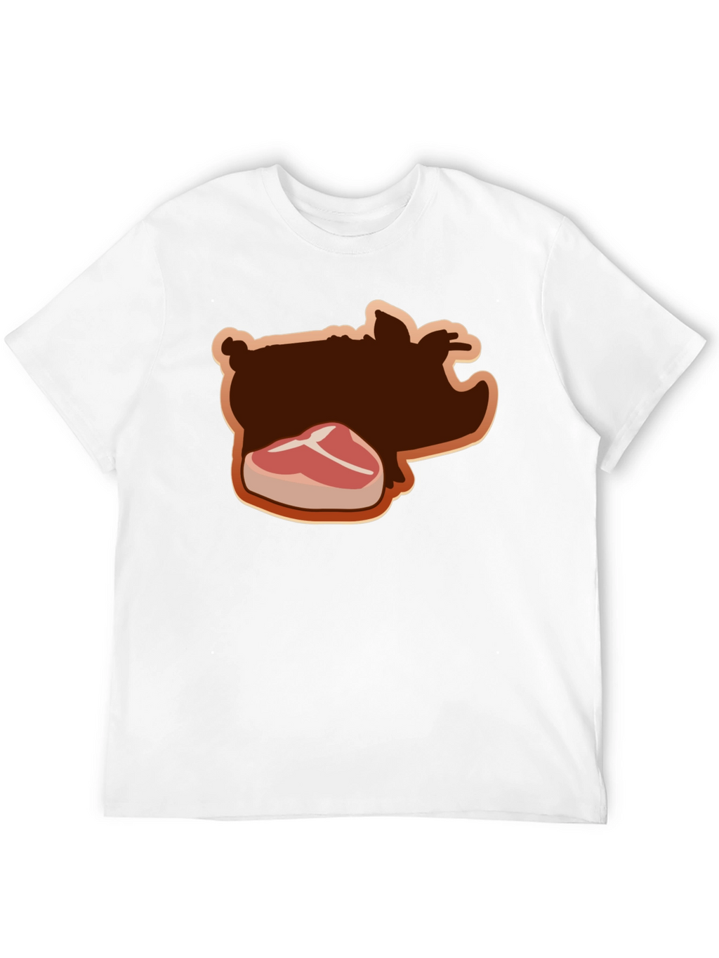 Pig and Steak Graphic Black T-Shirt