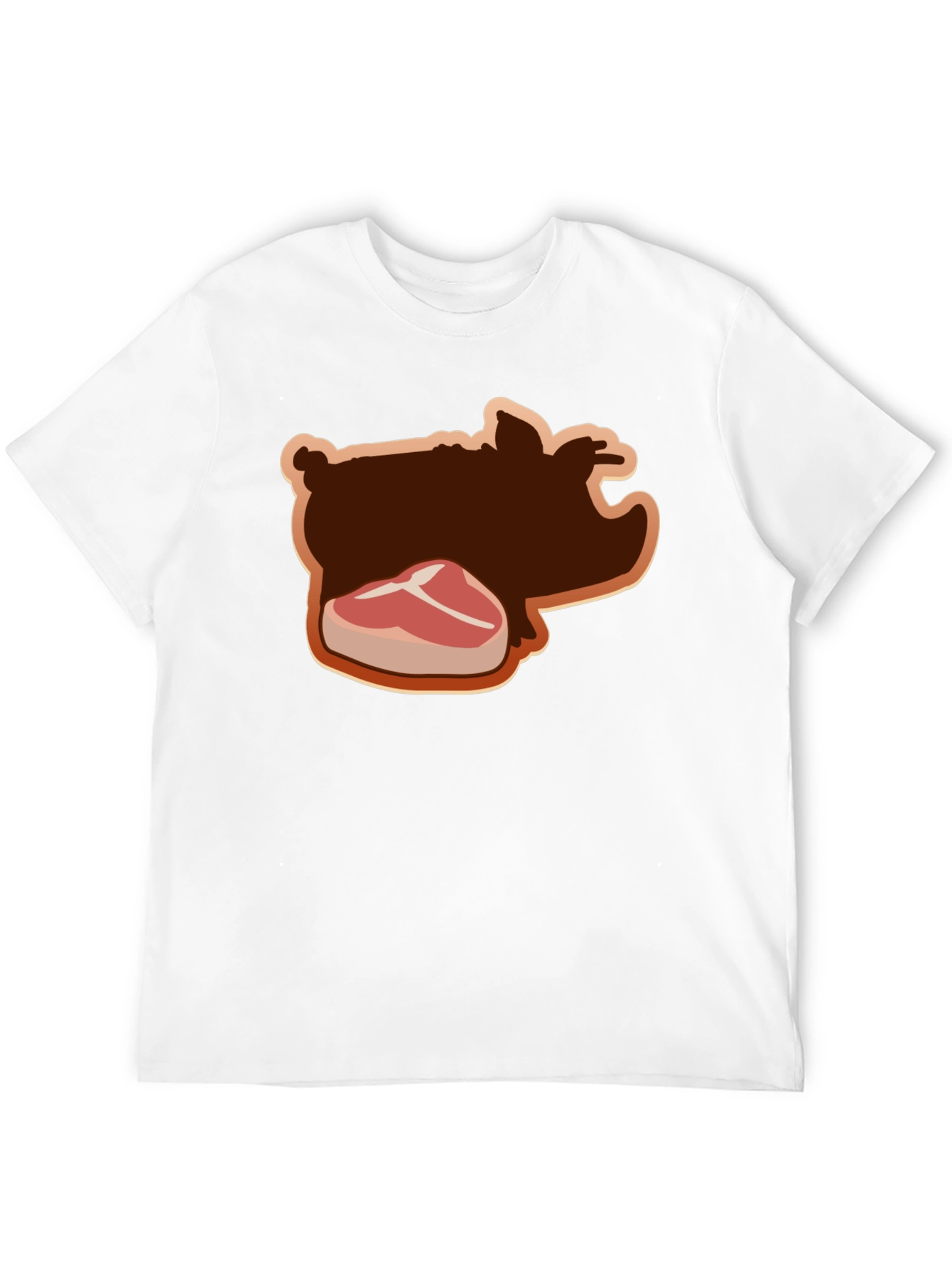 Pig and Steak Graphic Black T-Shirt