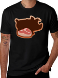 Pig and Steak Graphic Black T-Shirt