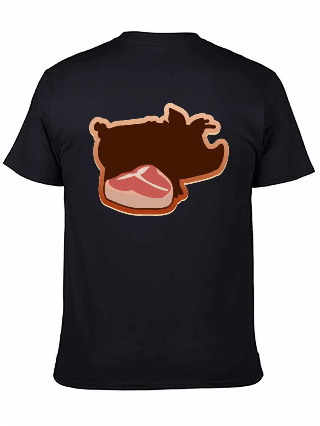 Pig and Steak Graphic Black T-Shirt