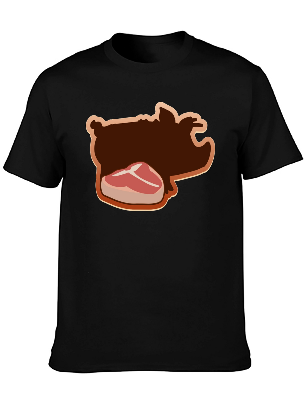 Pig and Steak Graphic Black T-Shirt