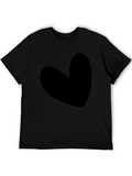 Heart Graphic Tee - Solid Black Cotton Blend