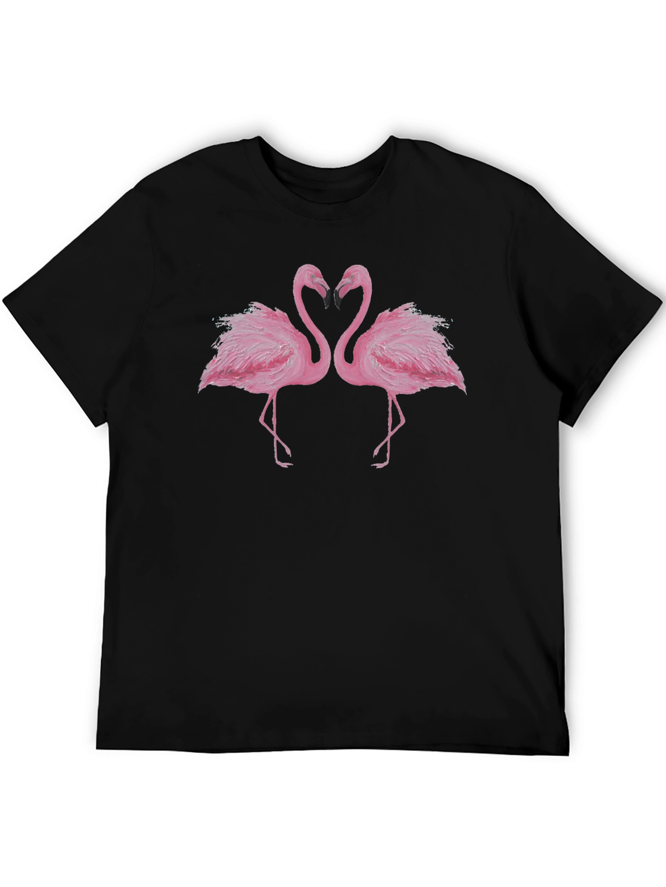 Flamingo Love Graphic Tee - Black Cotton Shirt
