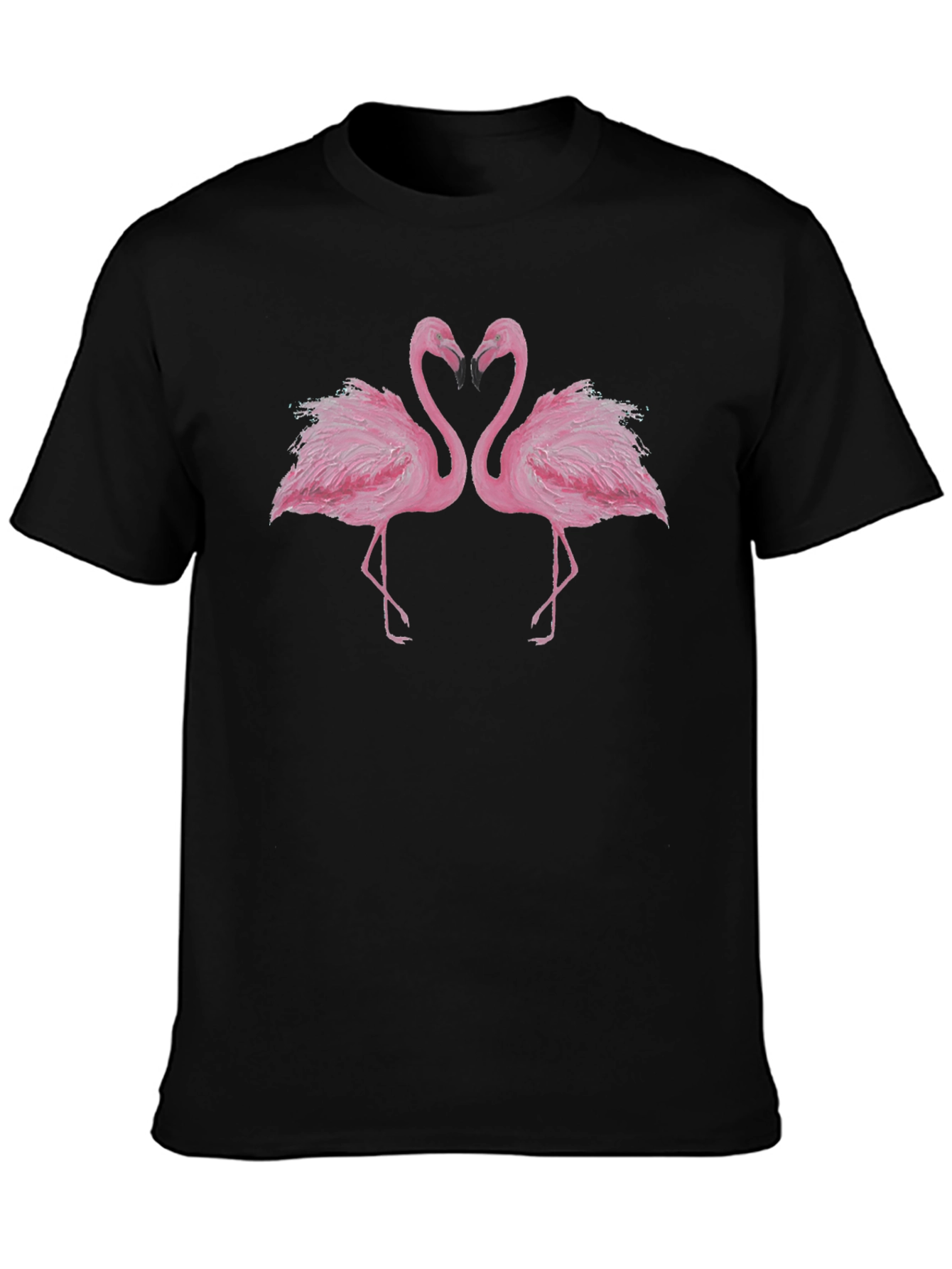 Flamingo Love Graphic Tee - Black Cotton Shirt