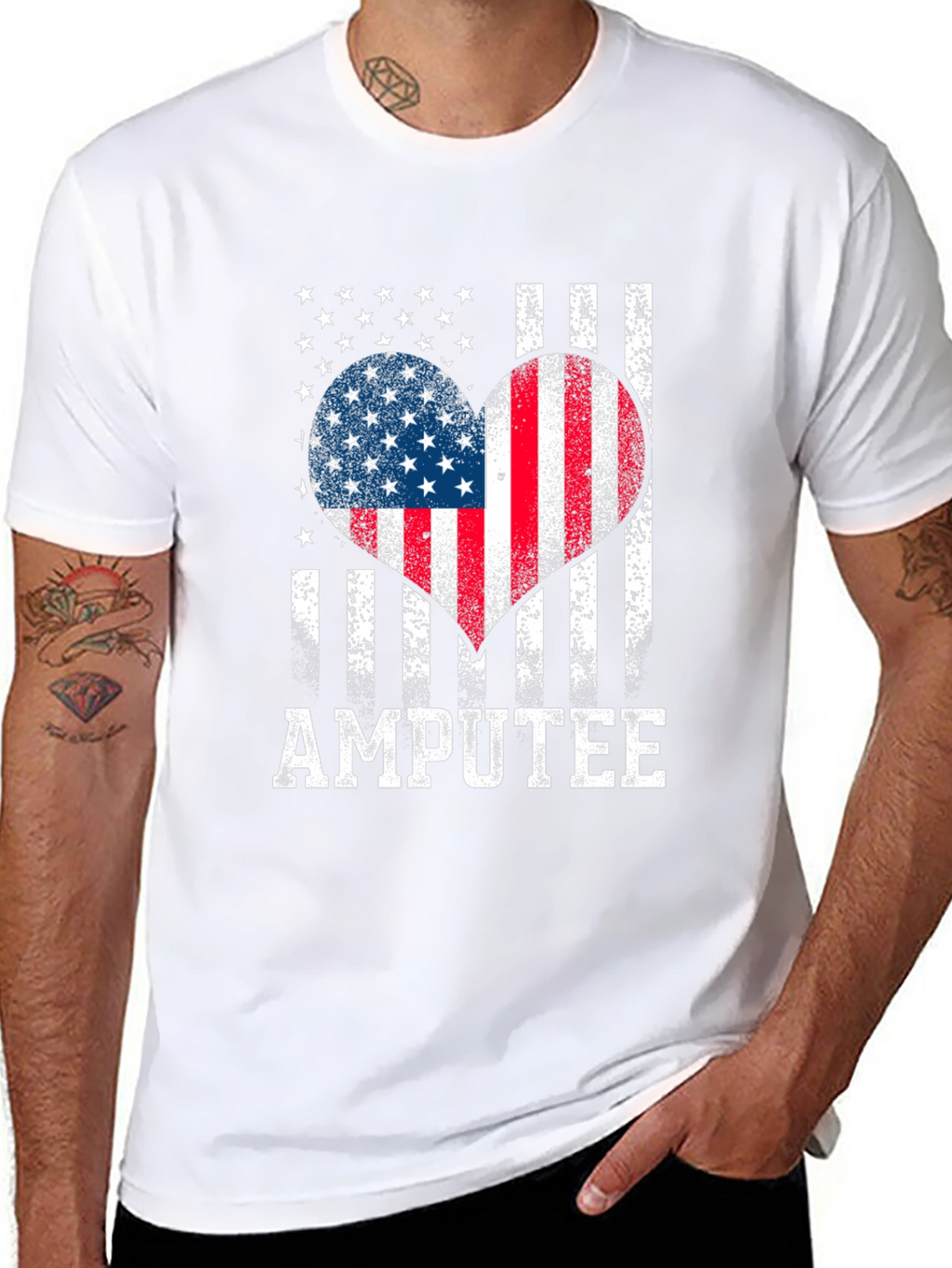 Amputee USA Flag Heart Graphic Tee