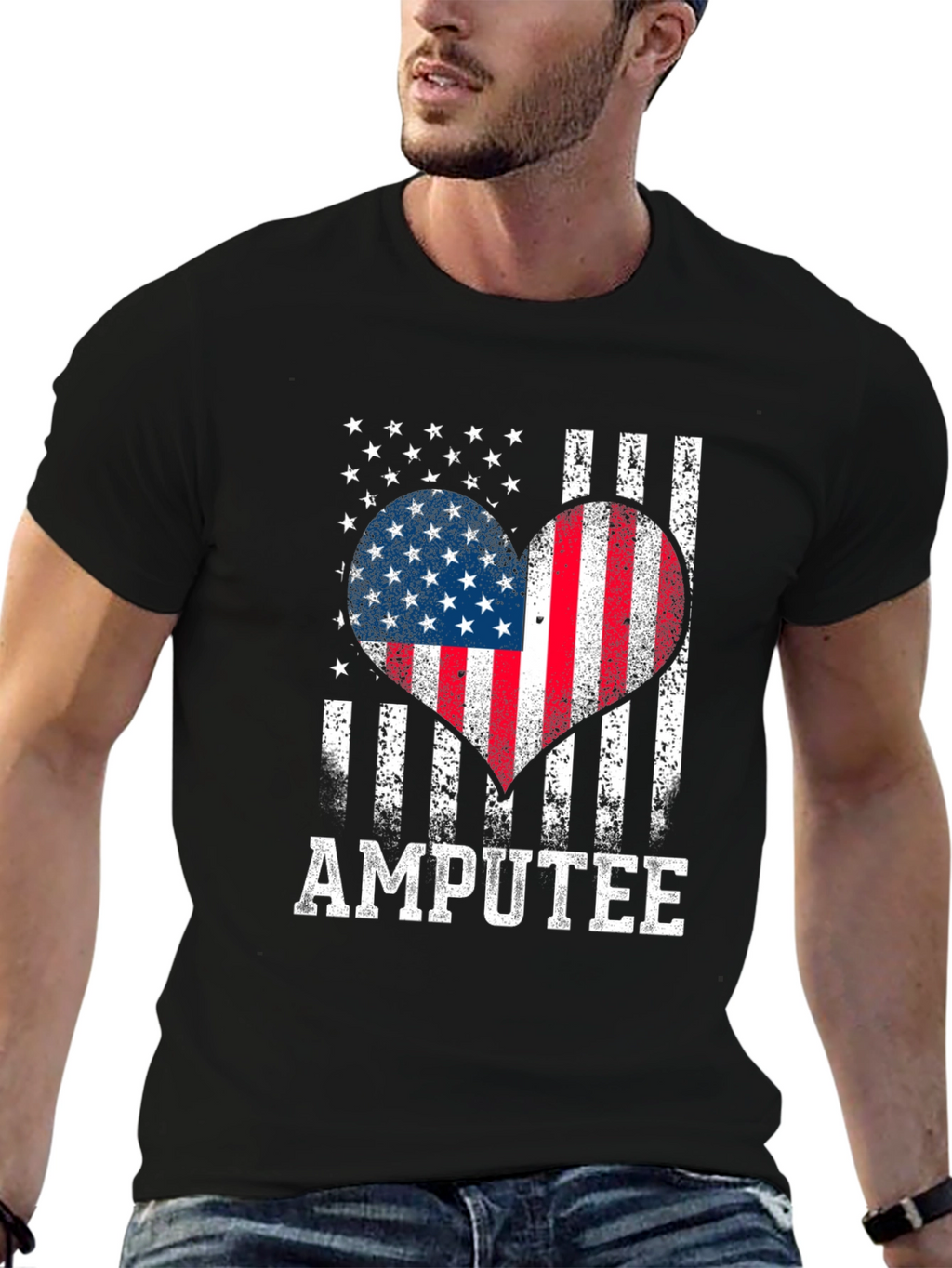 Amputee USA Flag Heart Graphic Tee