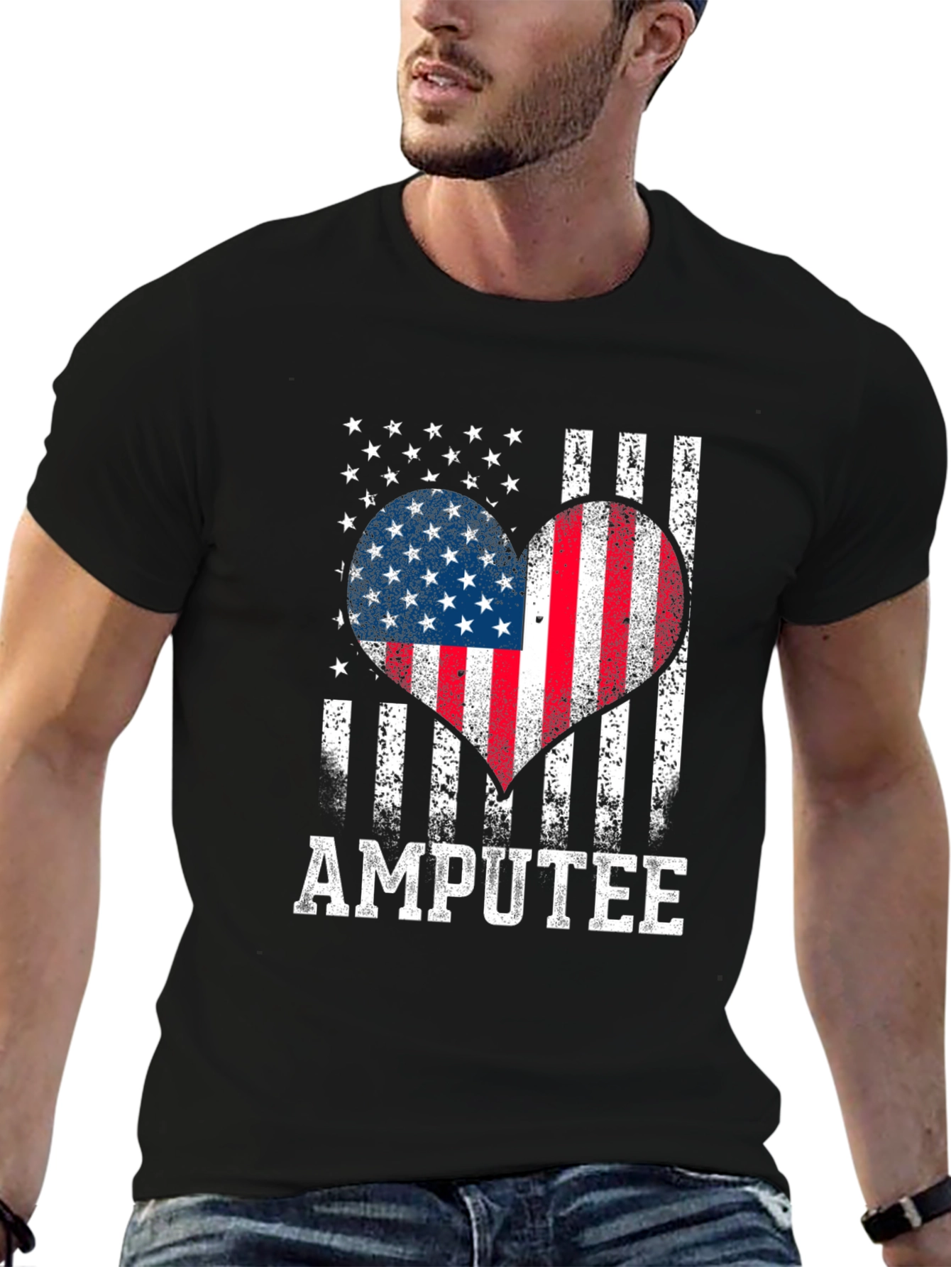 Amputee USA Flag Heart Graphic Tee