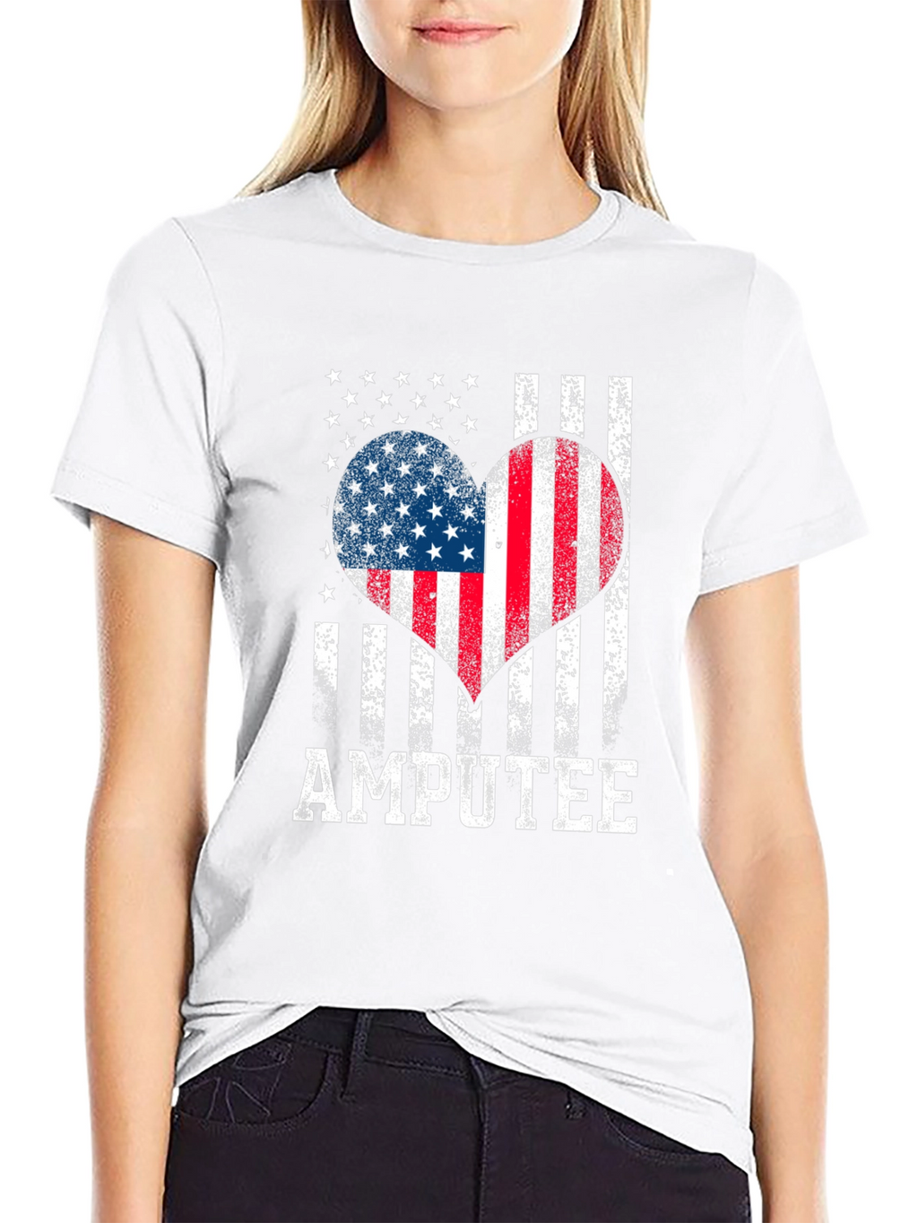 Amputee USA Flag Heart Graphic Tee