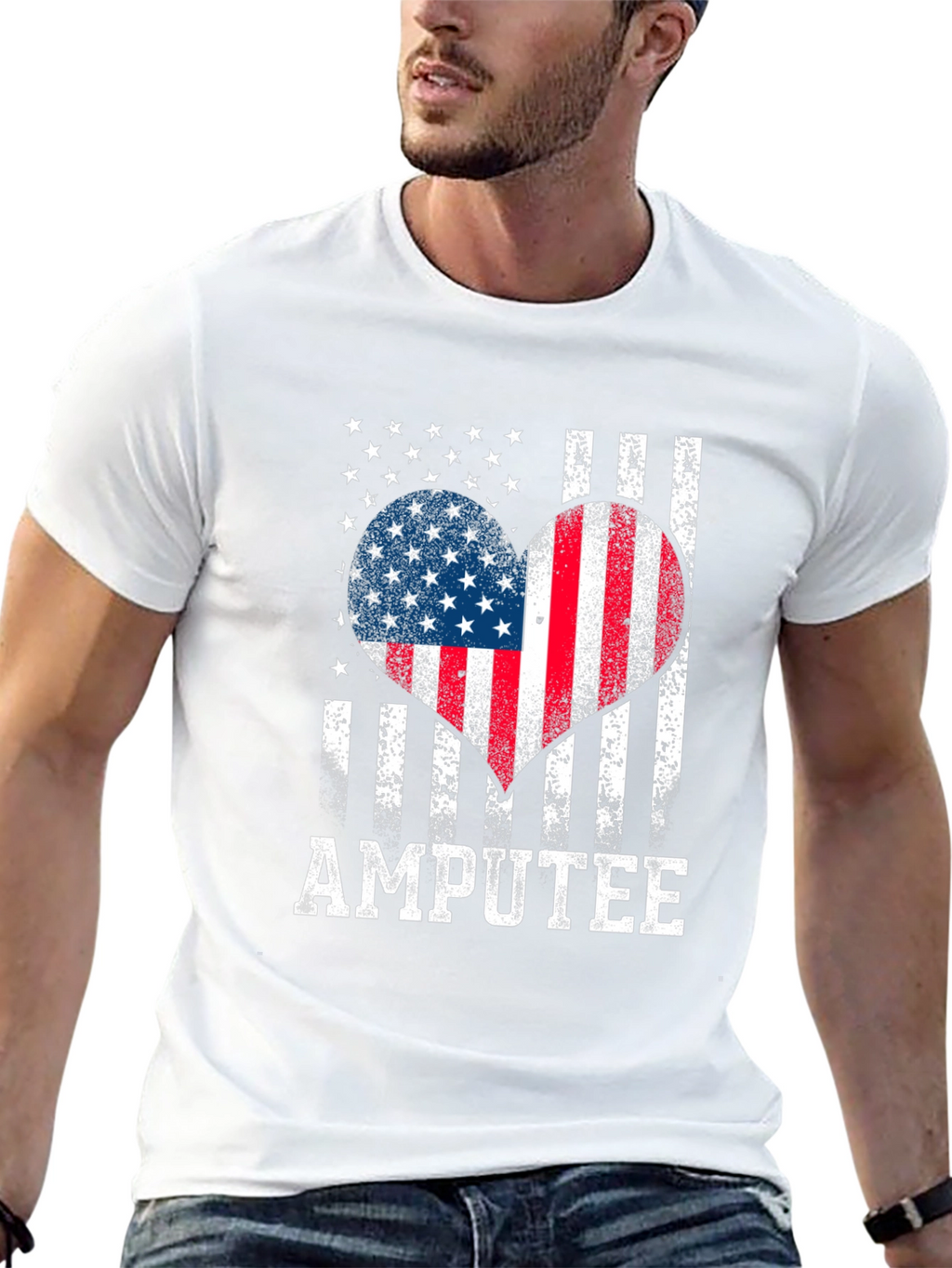 Amputee USA Flag Heart Graphic Tee