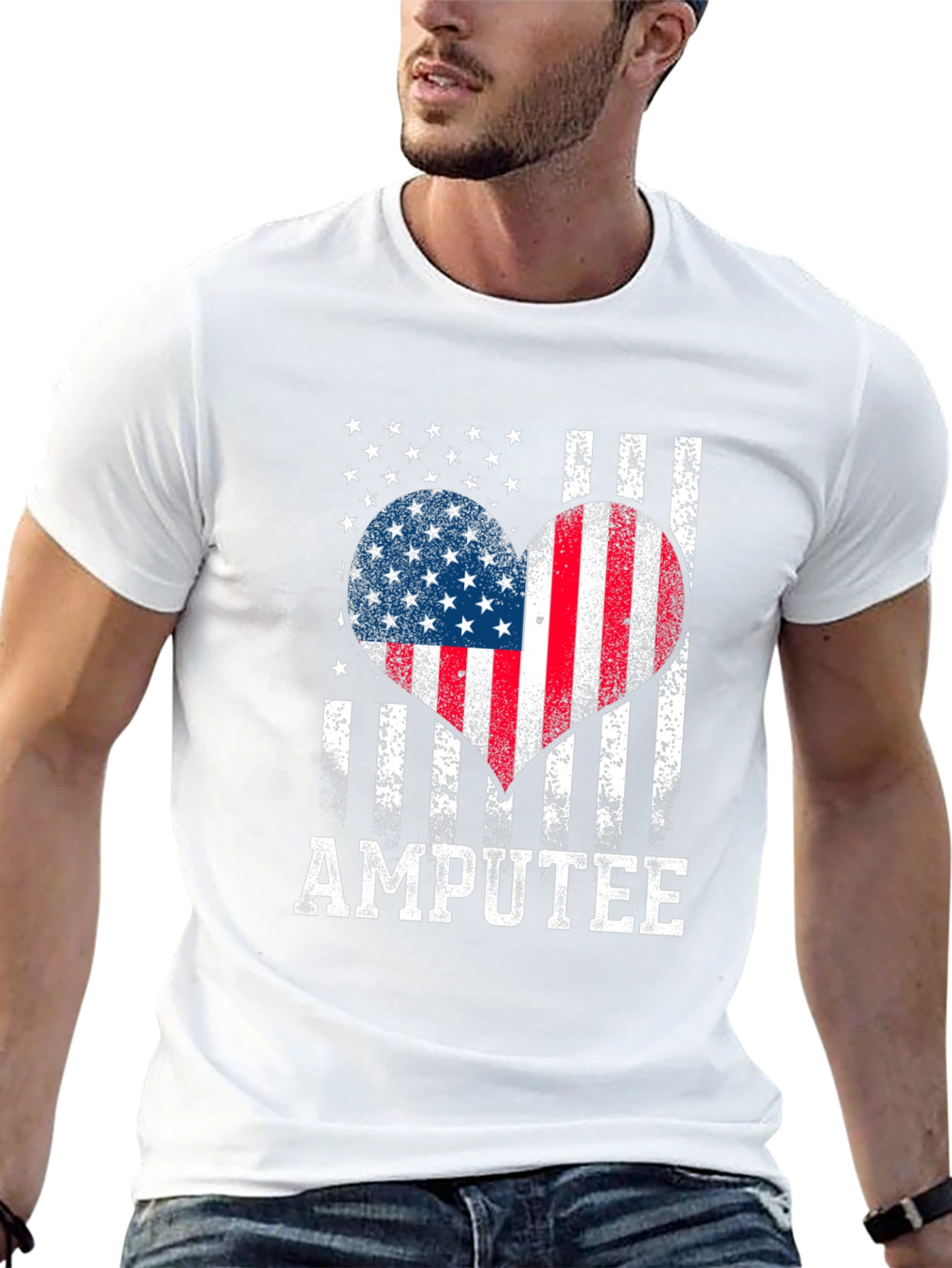 Amputee USA Flag Heart Graphic Tee