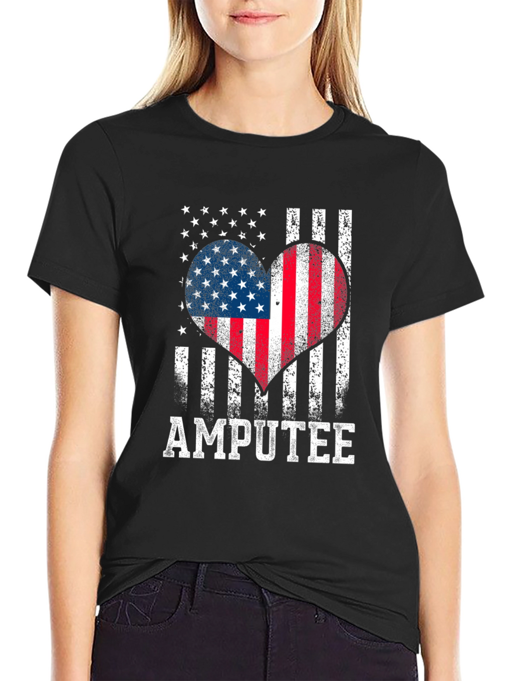 Amputee USA Flag Heart Graphic Tee