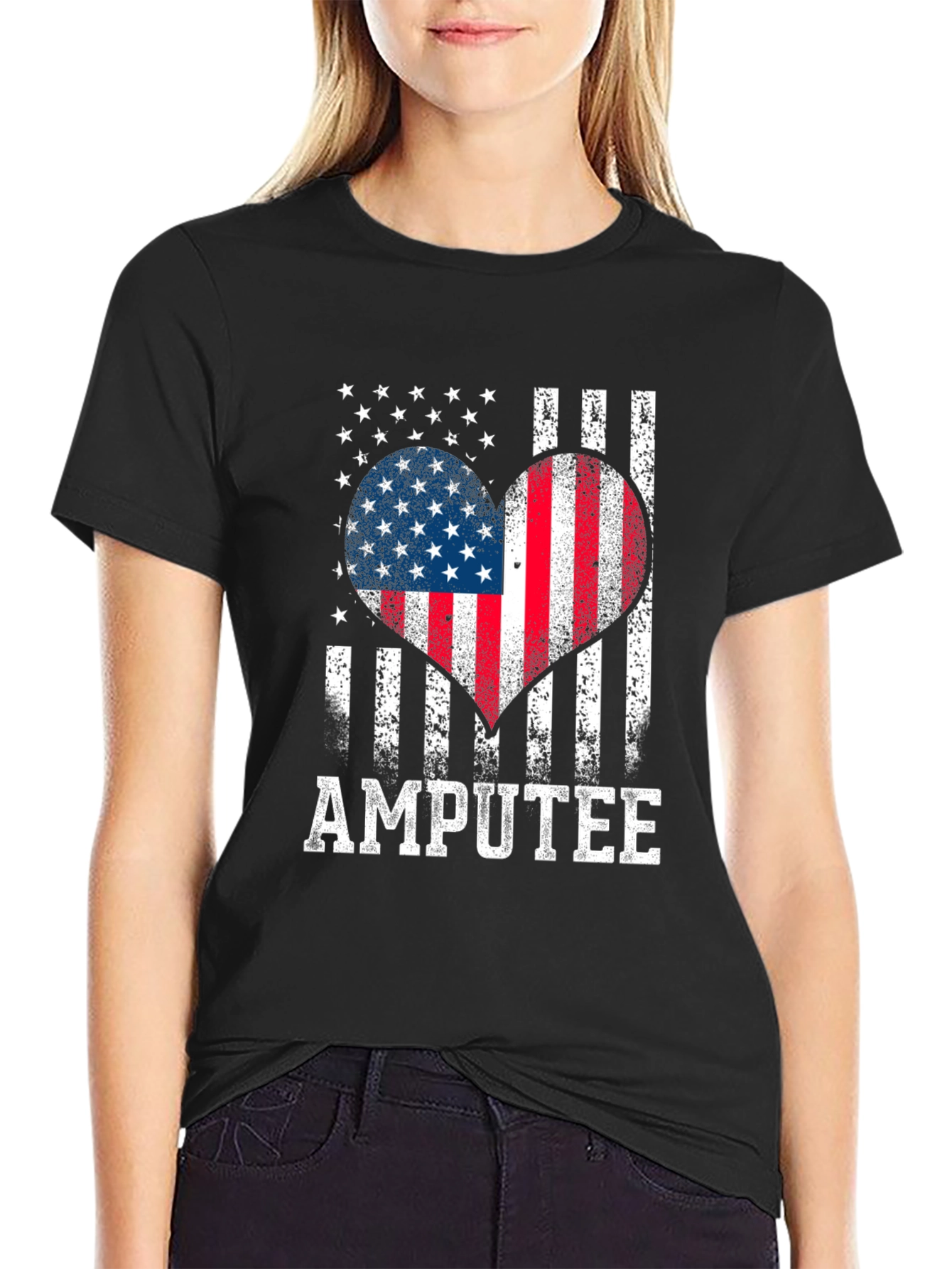 Amputee USA Flag Heart Graphic Tee