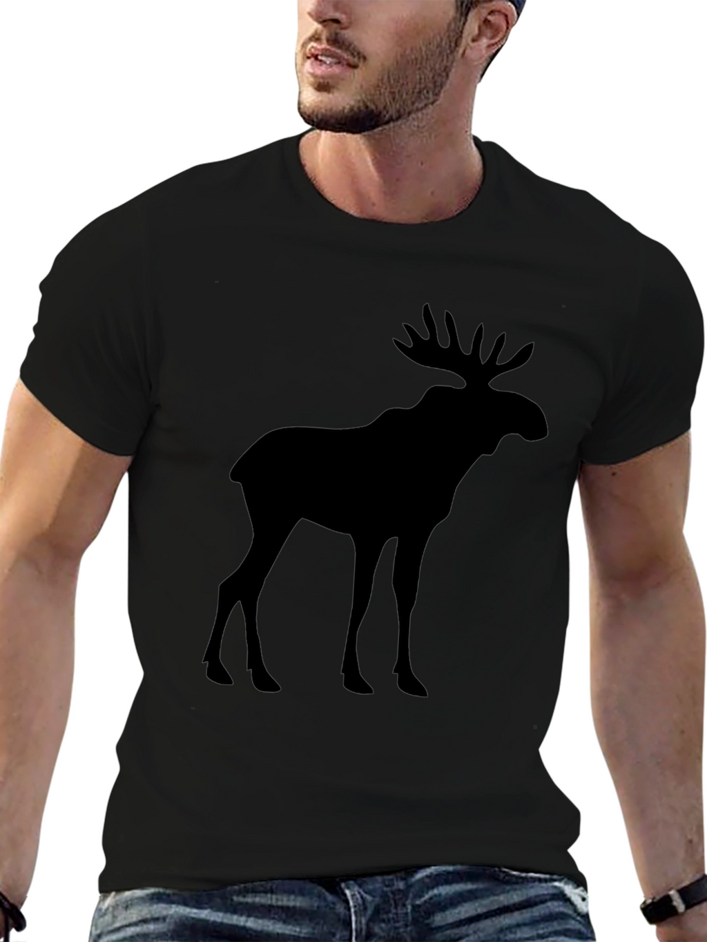 Moose Silhouette Graphic Tee - Black
