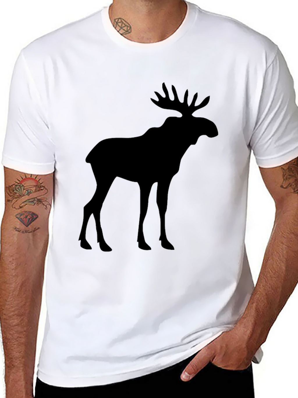Moose Silhouette Graphic Tee - Black