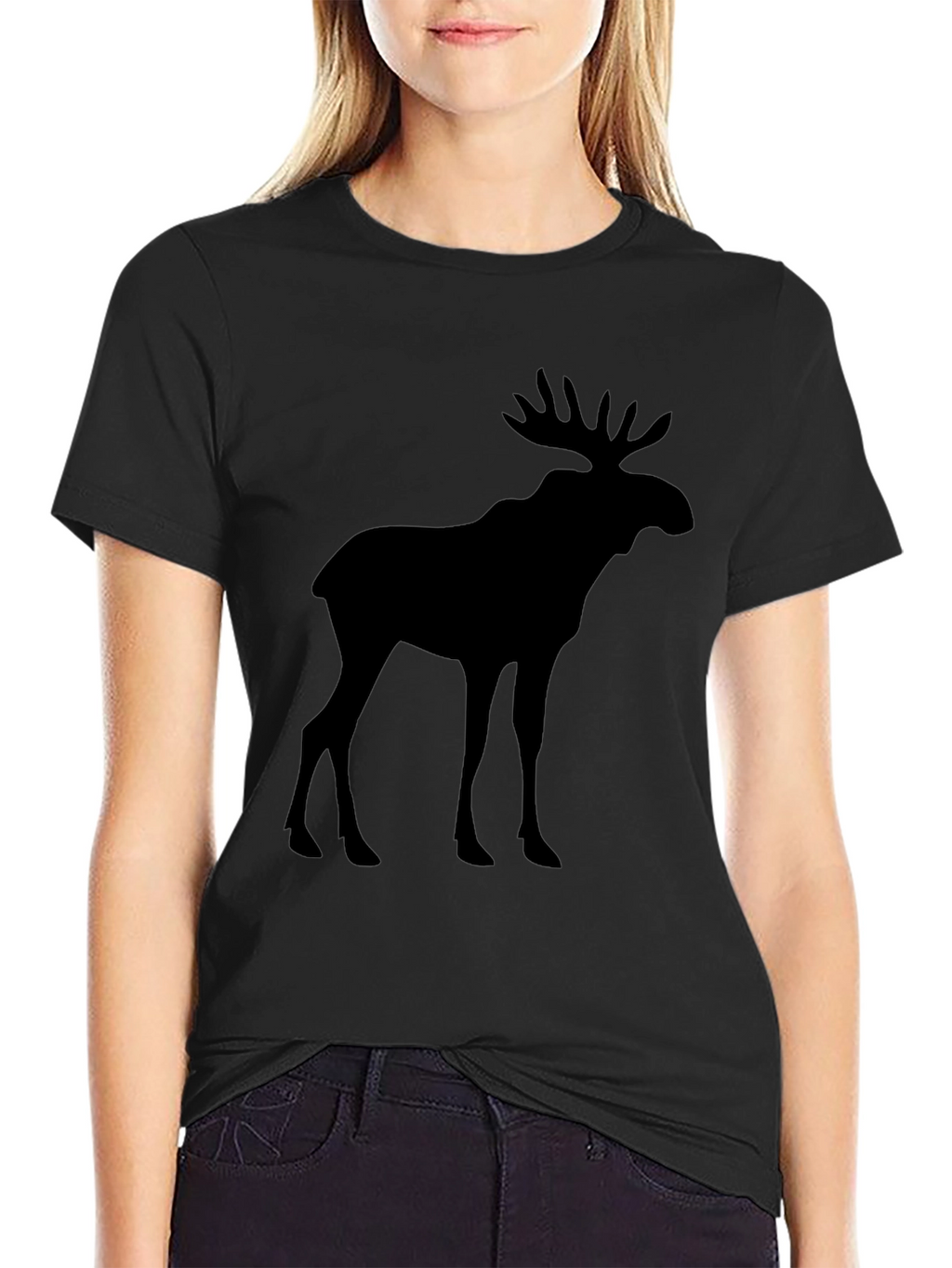 Moose Silhouette Graphic Tee - Black