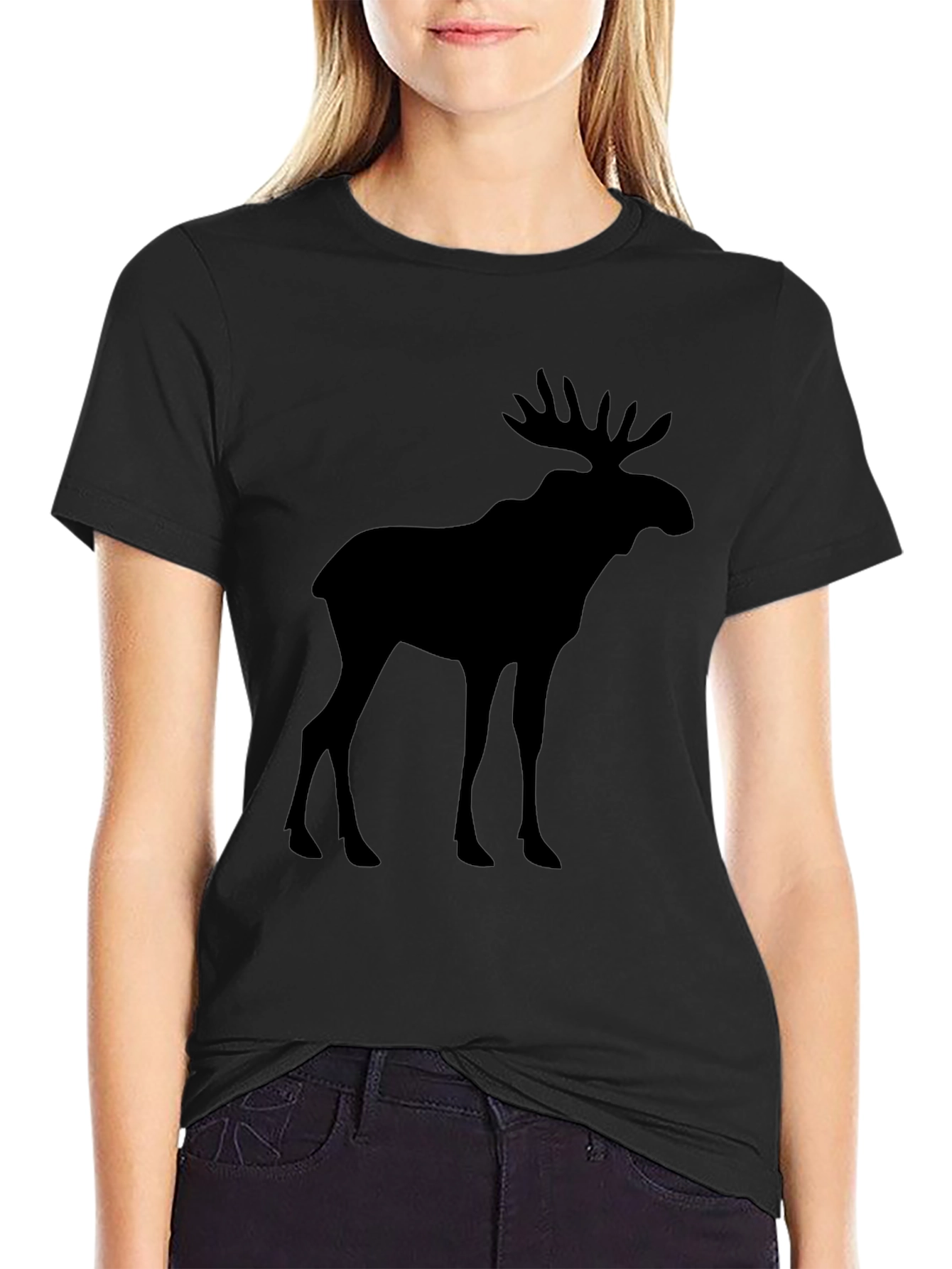 Moose Silhouette Graphic Tee - Black
